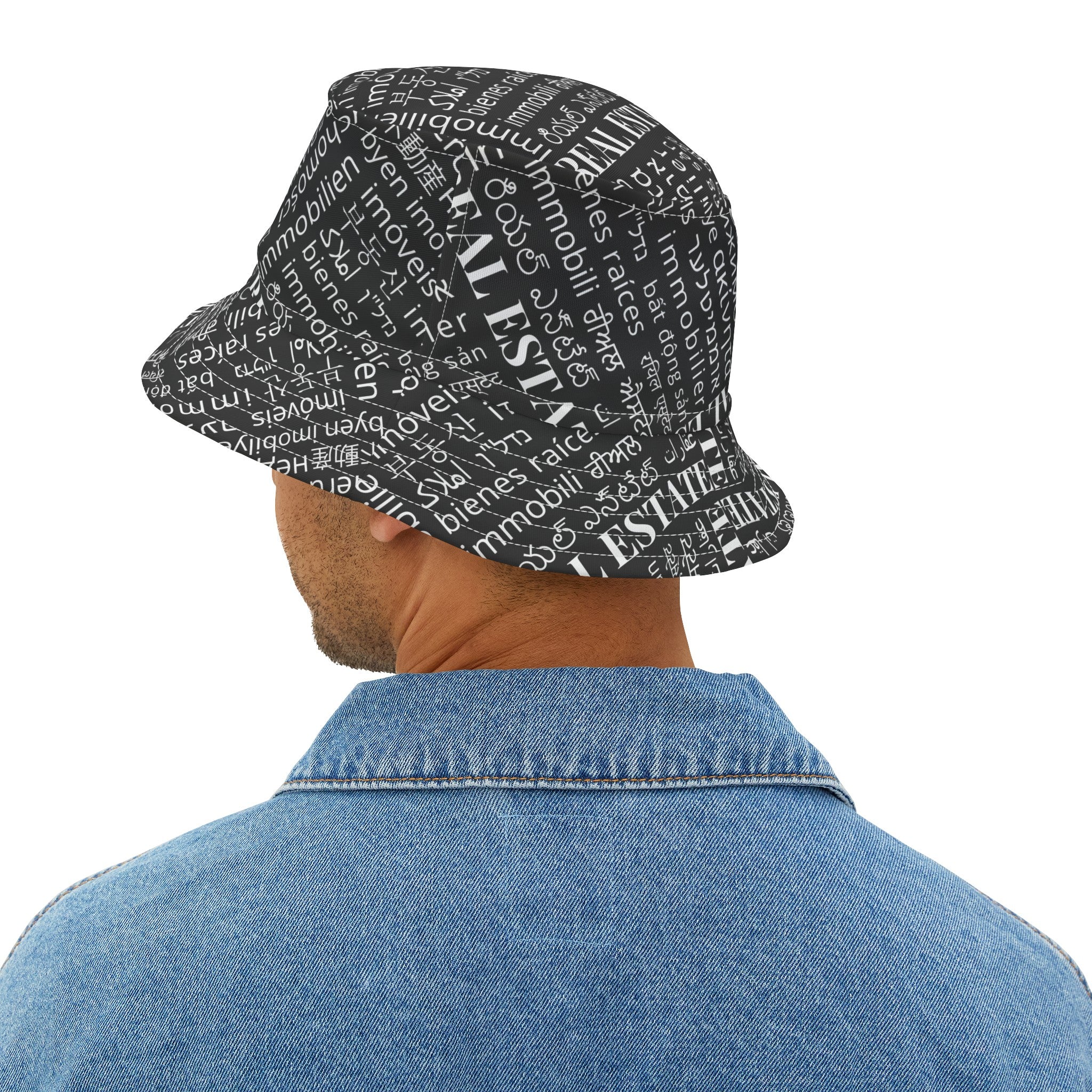 Black Real Estate Translated Bucket Hat (AOP)