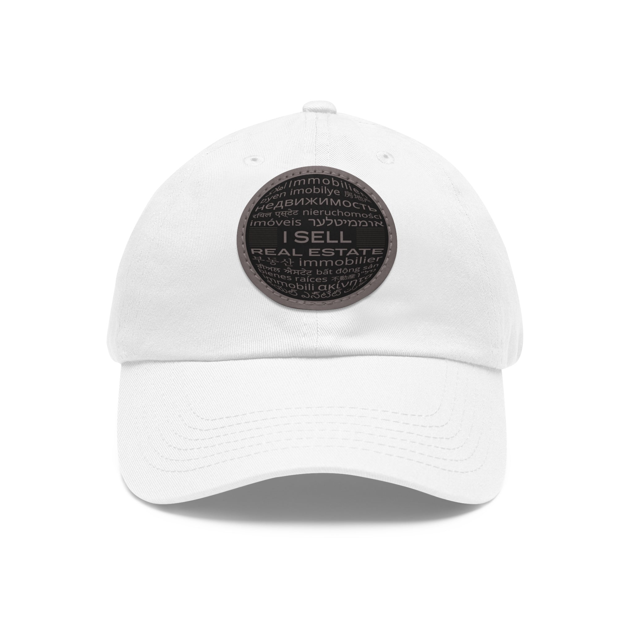I Sell Real Estate Translated Dad Hat with Leather Patch (Round)