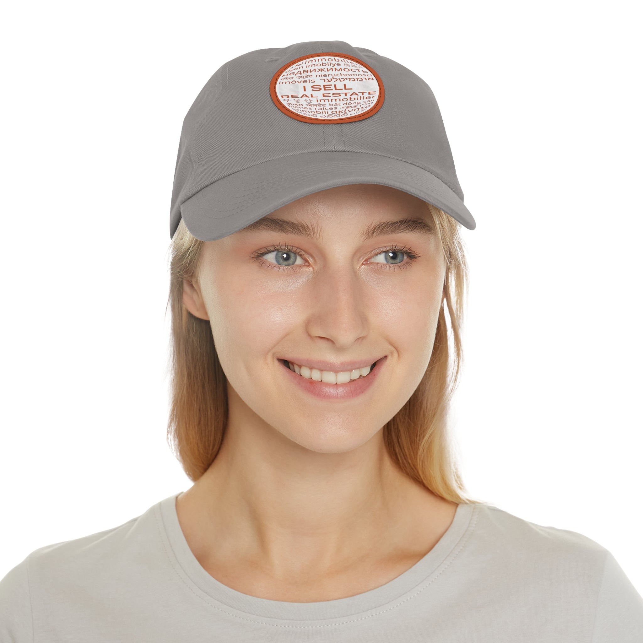 I Sell Real Estate Translated Dad Hat with Leather Patch (Round)