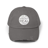 Ask Me About Real Estate Unisex Distressed Cap
