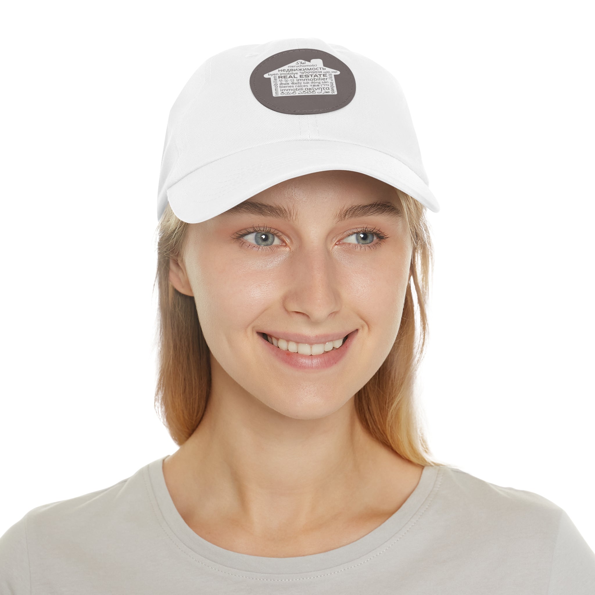 Real Estate Translated Dad Hat with Leather Patch (Round)