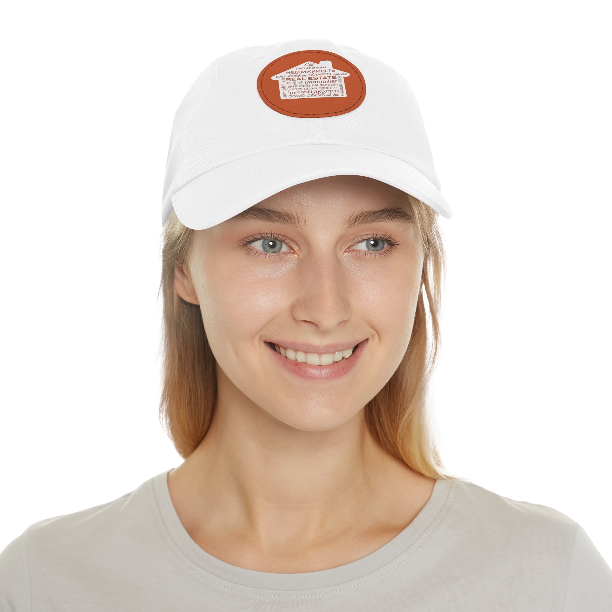 Real Estate Translated Dad Hat with Leather Patch (Round)