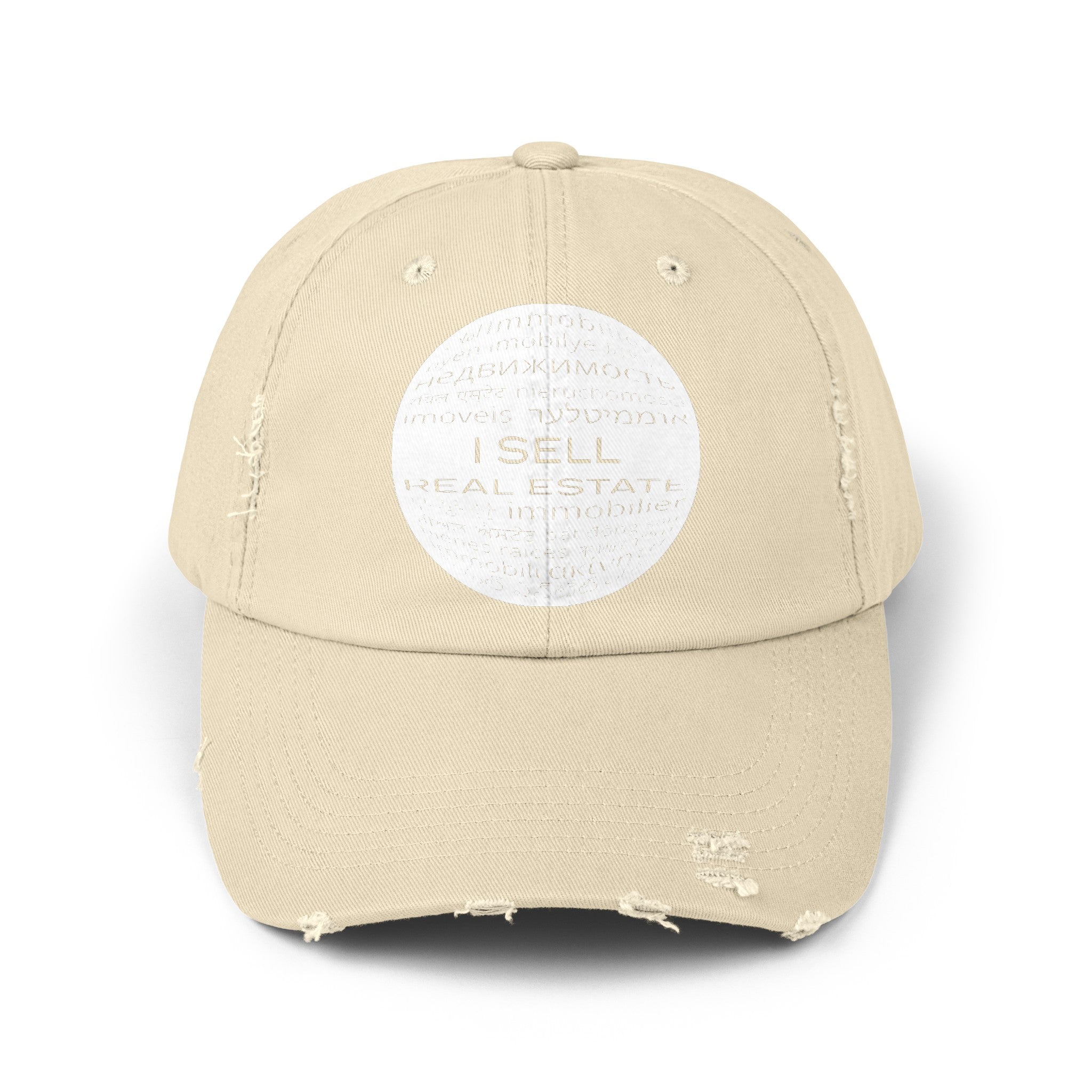 I Sell Real Estate Translated Unisex Distressed Cap