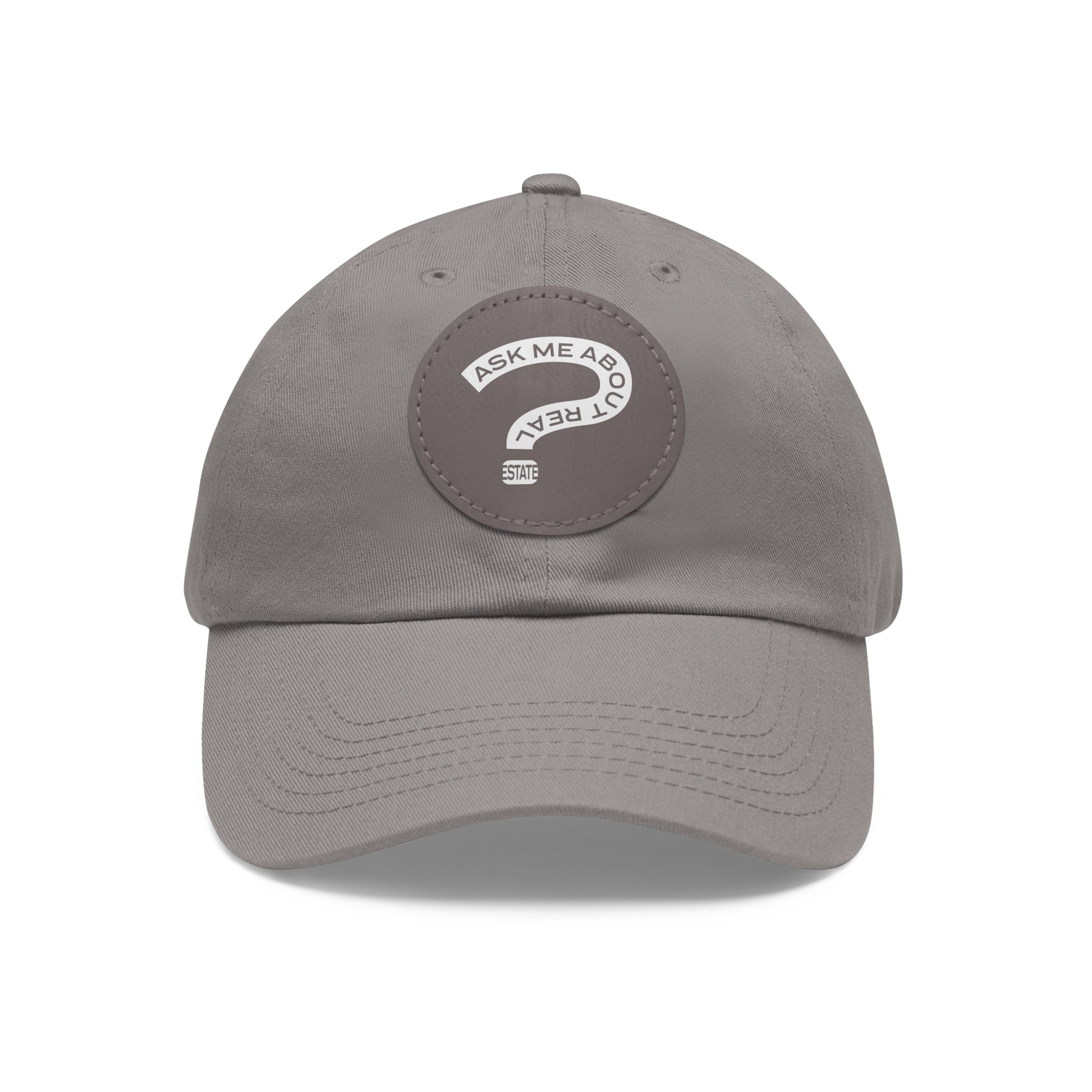 Ask Me About Real Estate Dad Hat with Leather Patch (Round)