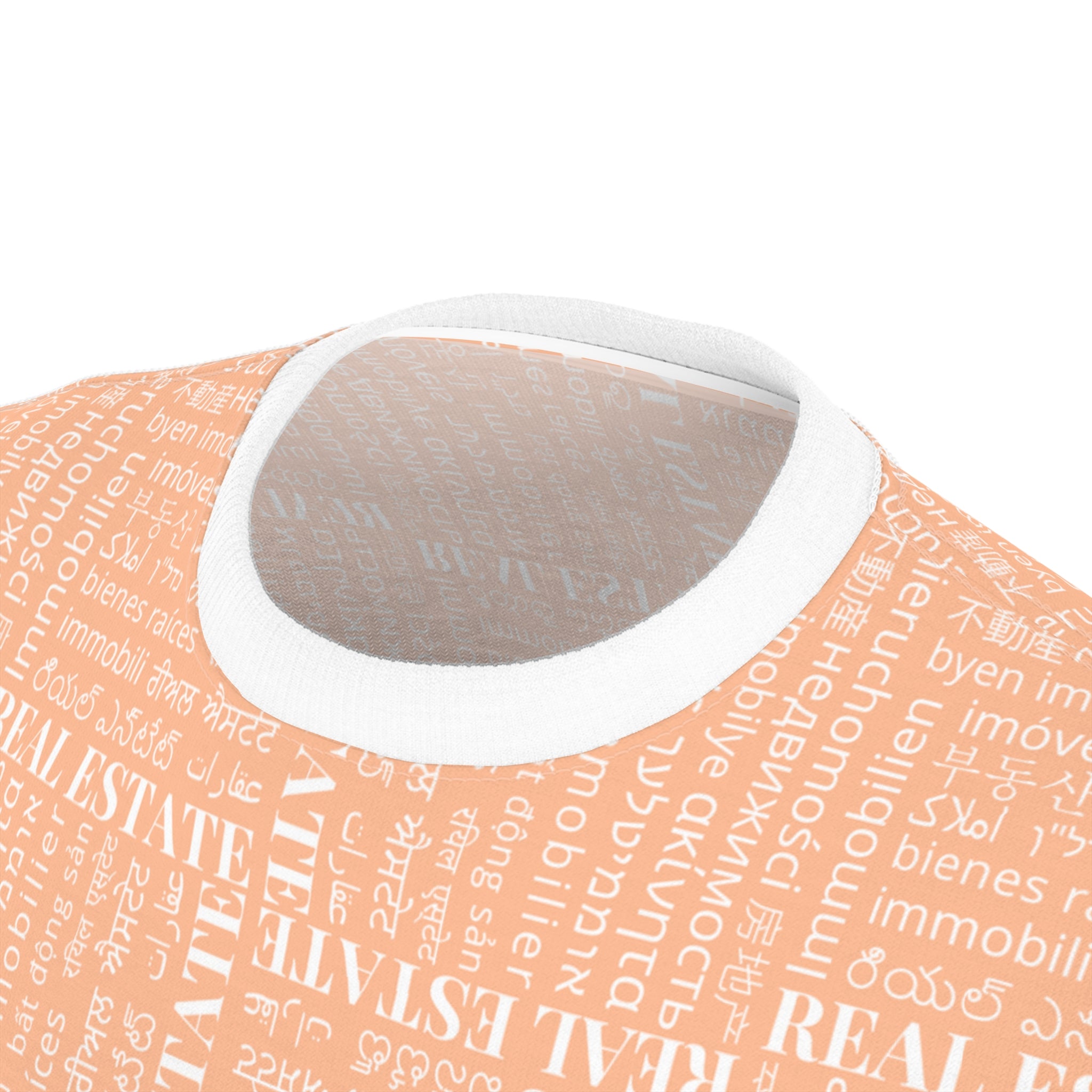 The Ultimate Real Estate Shirt! Unisex Cut & Sew Tee (AOP) Peach Fuzz