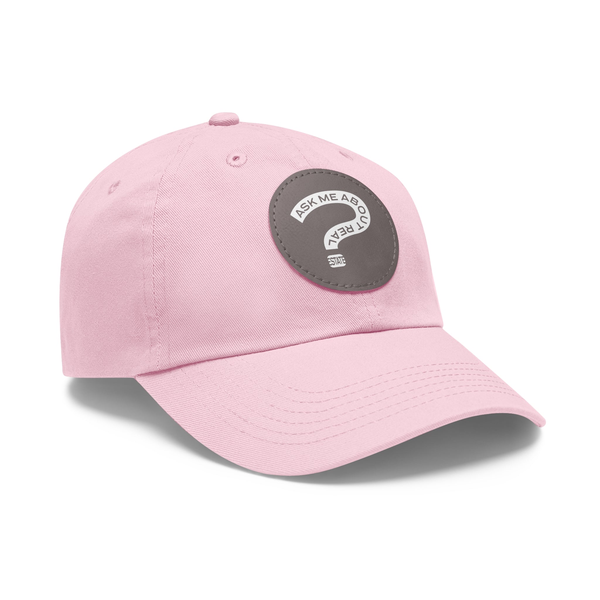 Ask Me About Real Estate Dad Hat with Leather Patch (Round)