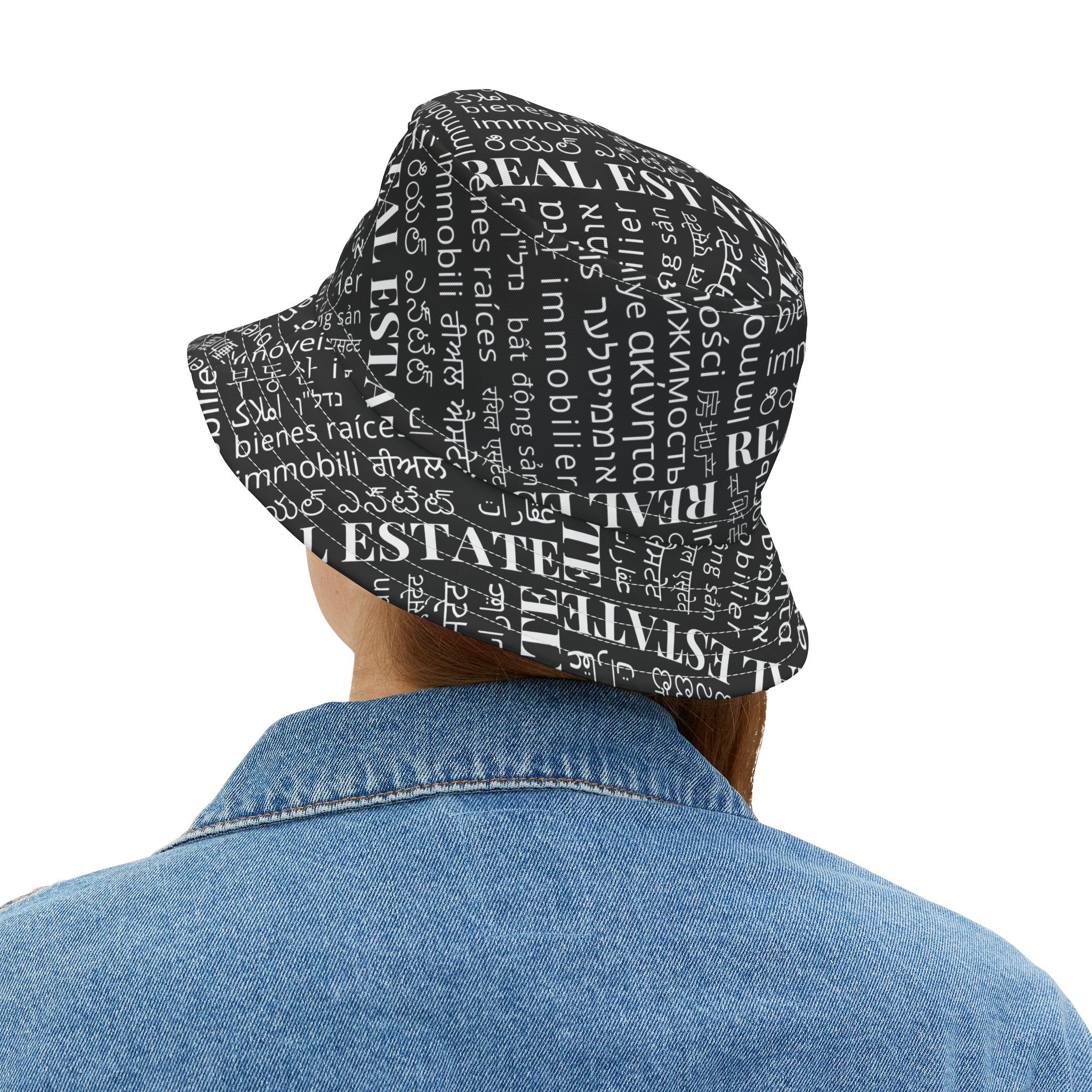 Black Real Estate Translated Bucket Hat (AOP)