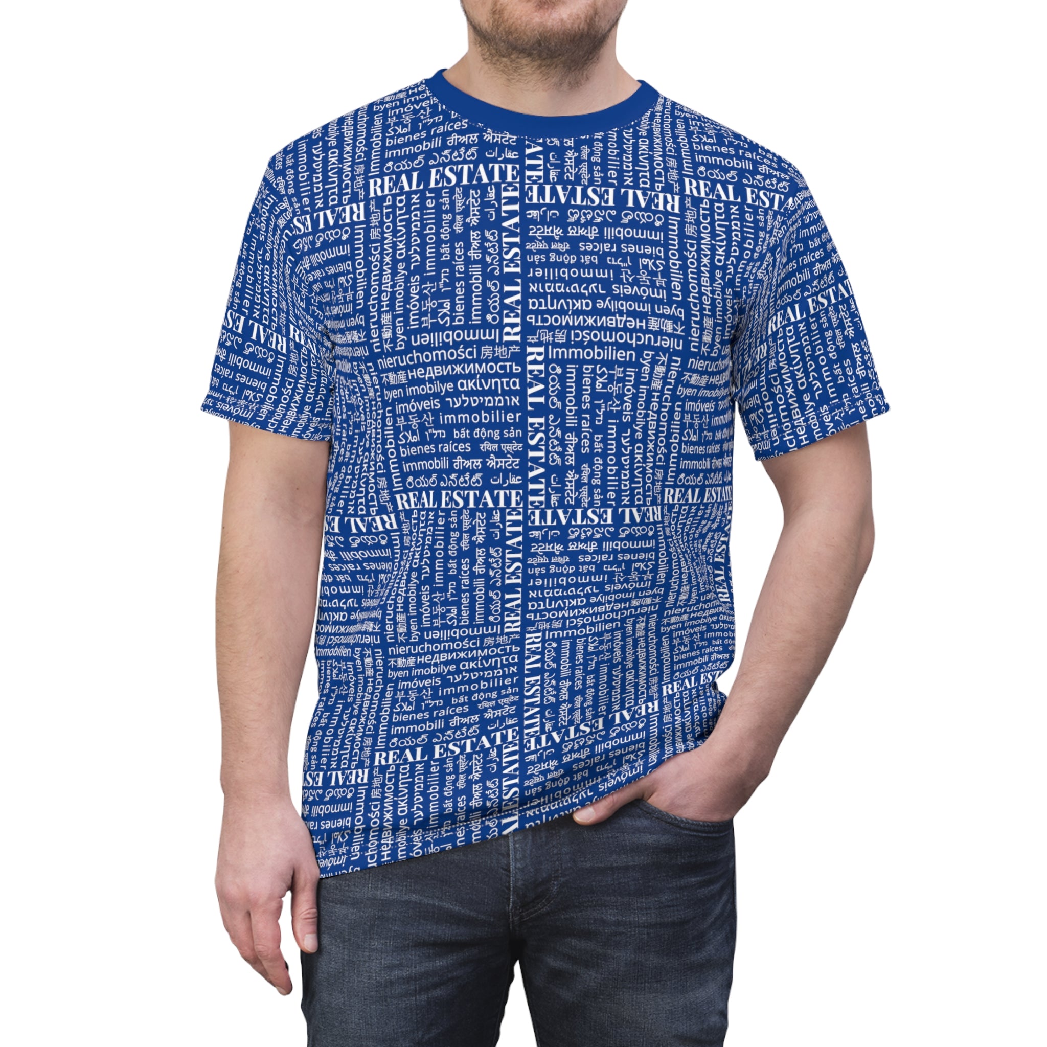 The Ultimate Real Estate Shirt! Unisex Cut & Sew Tee (AOP) Dark Blue