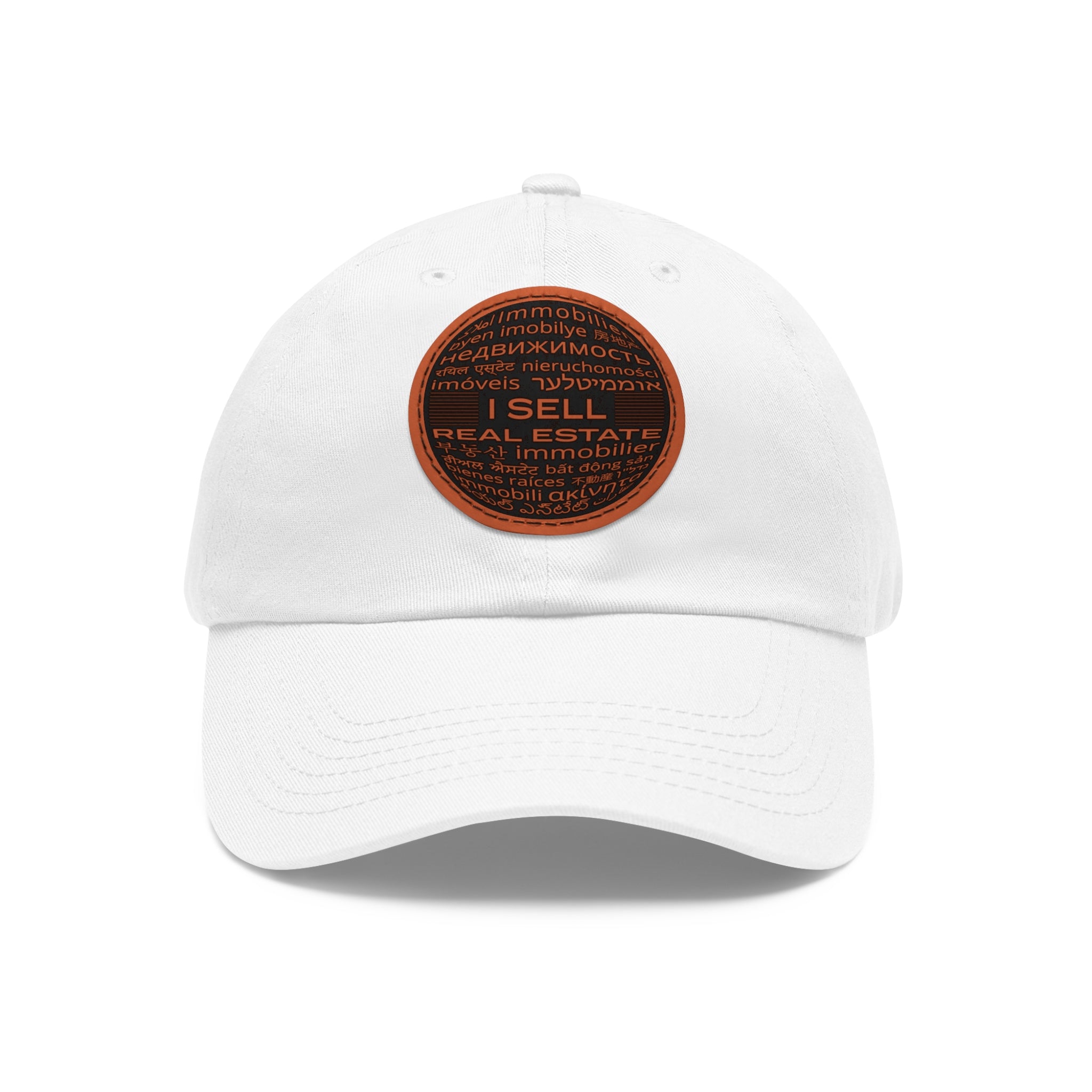 I Sell Real Estate Translated Dad Hat with Leather Patch (Round)
