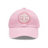 Ask Me About Real Estate Dad Hat with Leather Patch (Round)