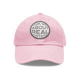 Ask Me About Real Estate Dad Hat with Leather Patch (Round)