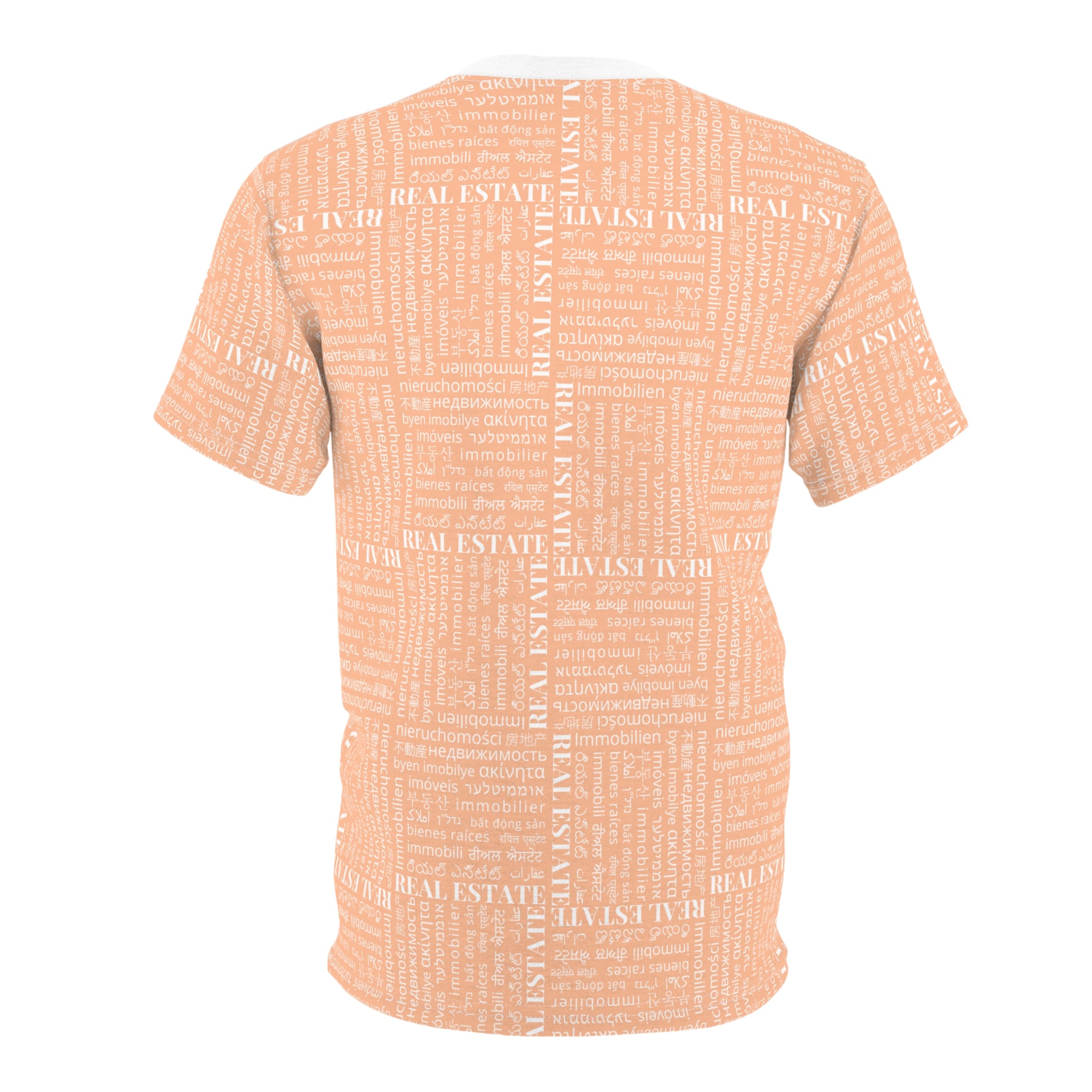 The Ultimate Real Estate Shirt! Unisex Cut & Sew Tee (AOP) Peach Fuzz