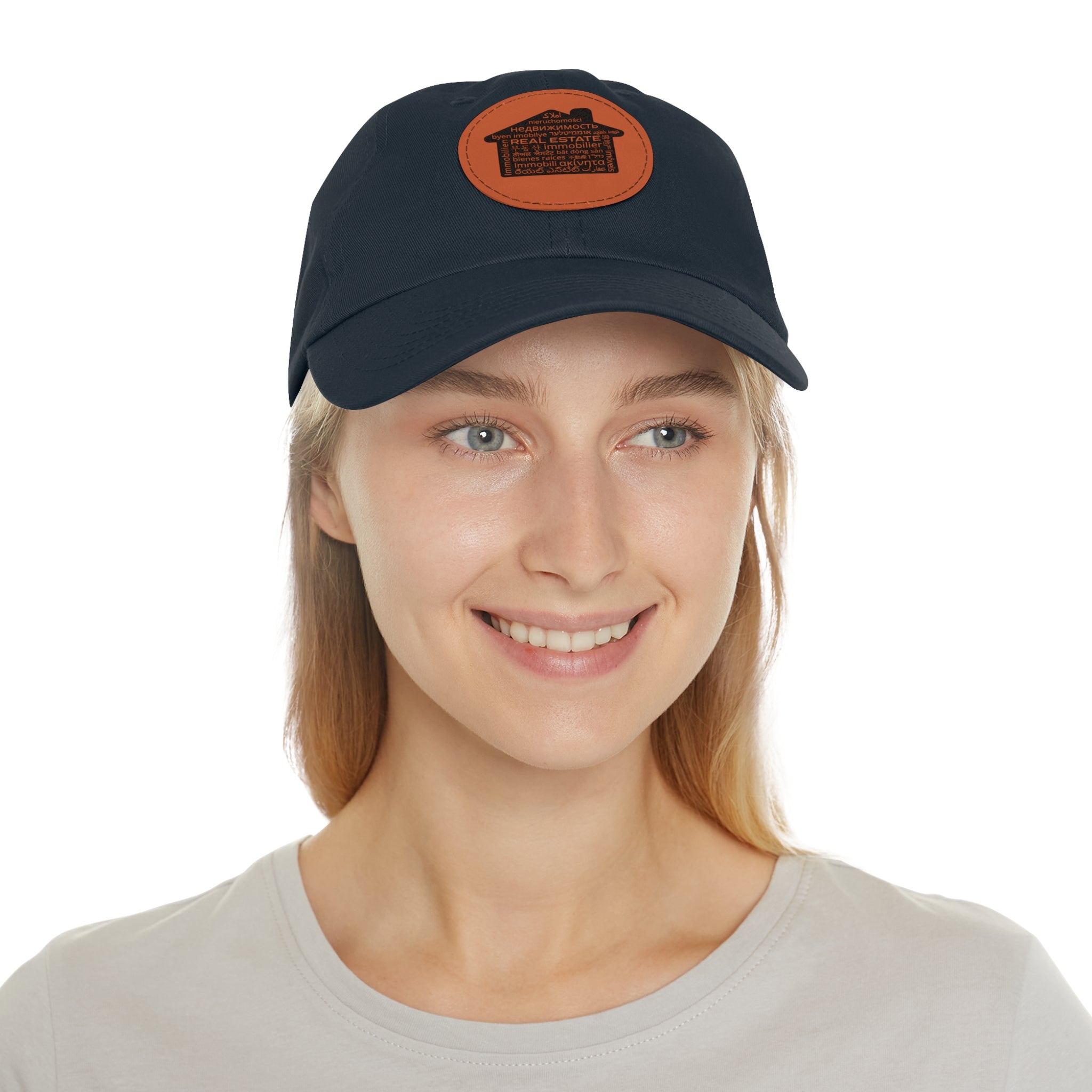 Real Estate Translated Dad Hat with Leather Patch (Round)