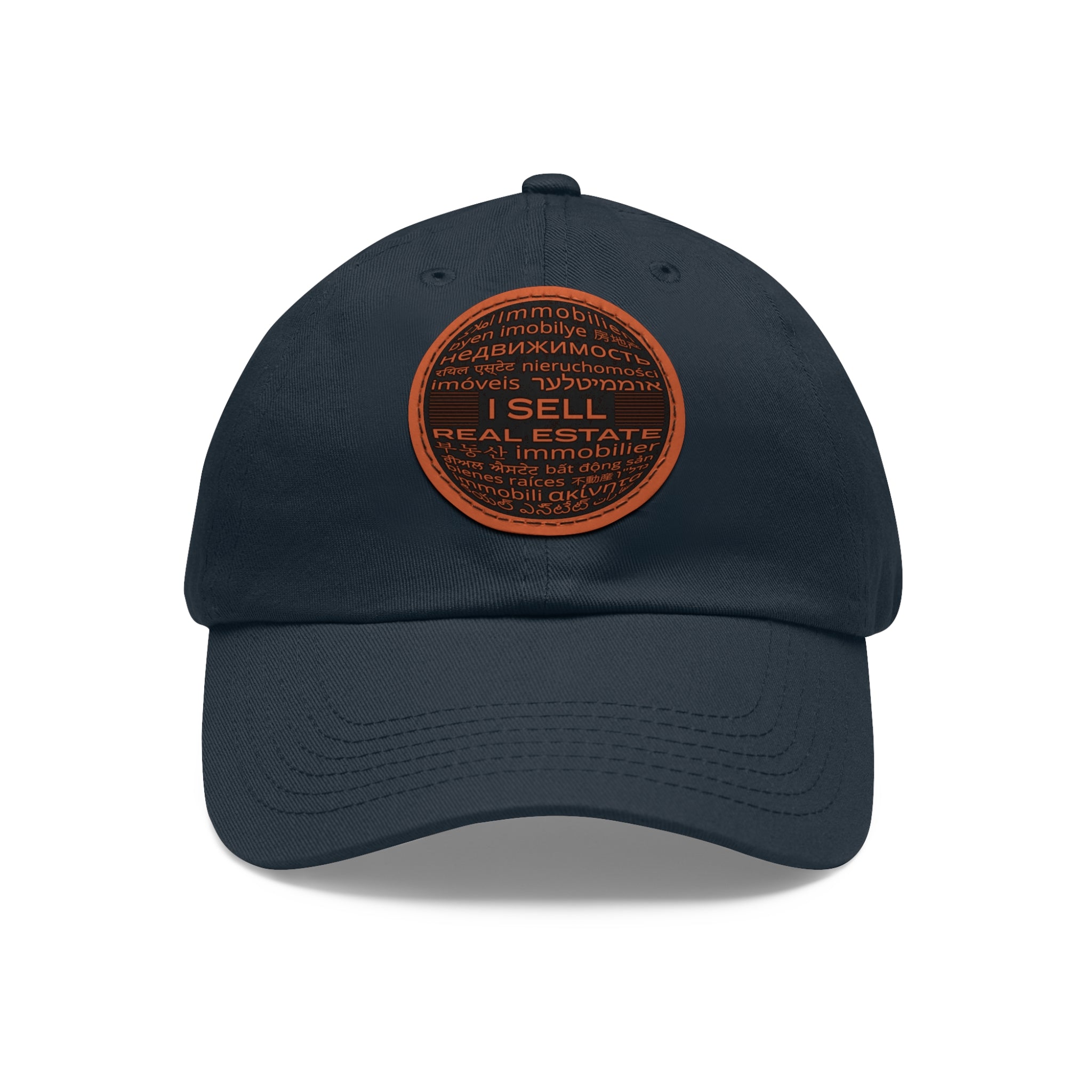 I Sell Real Estate Translated Dad Hat with Leather Patch (Round)
