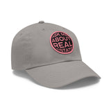 Ask Me About Real Estate Dad Hat with Leather Patch (Round)