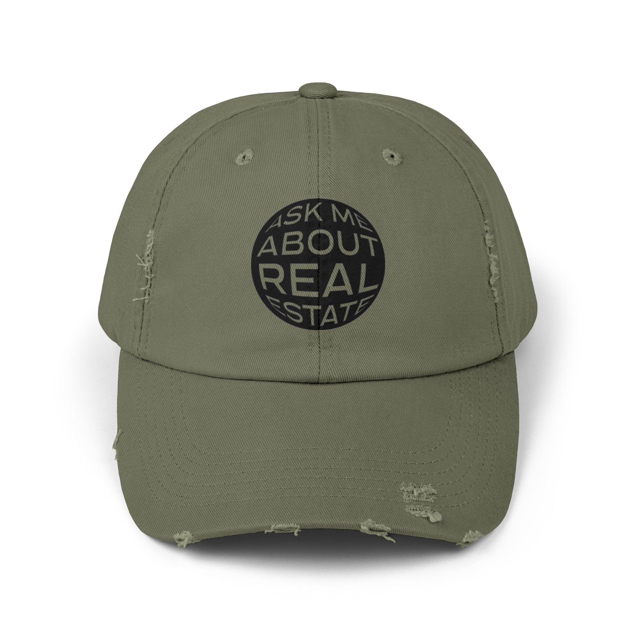 Ask Me About Real Estate Unisex Distressed Cap