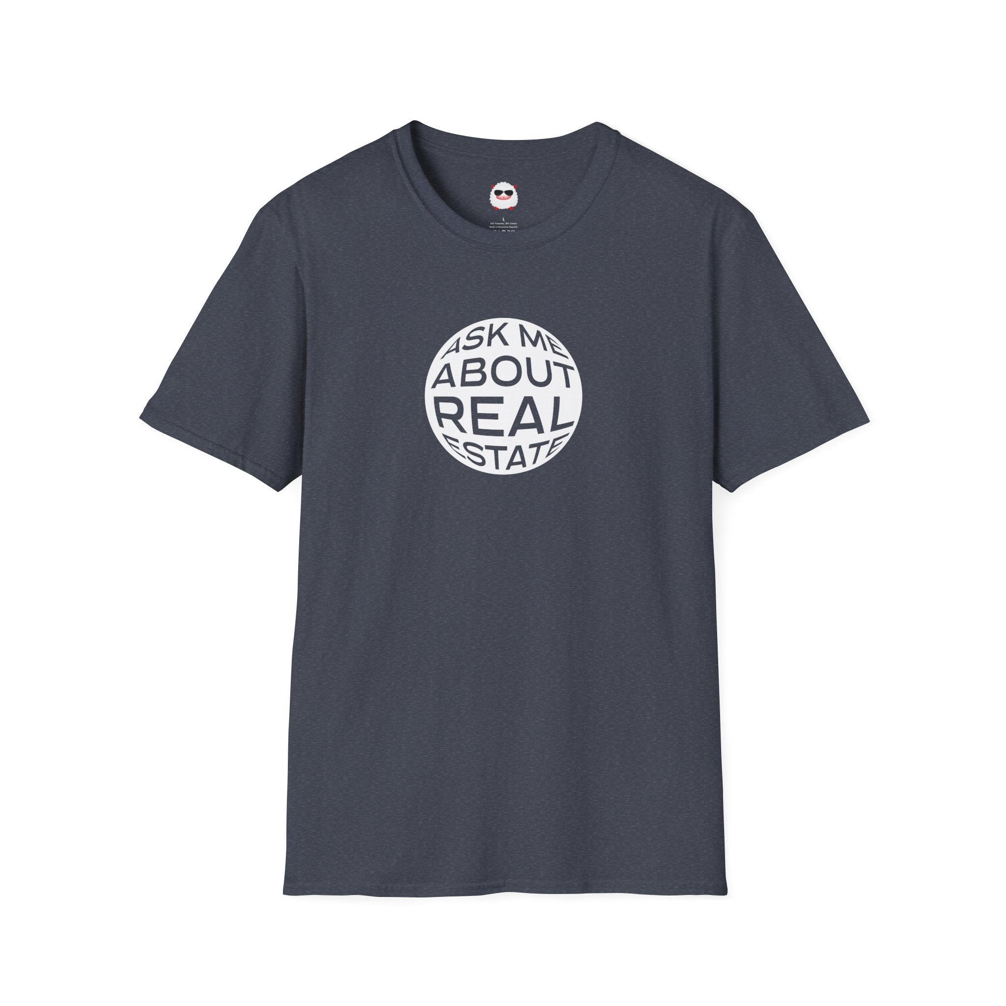 Ask Me About Real Estate Circle Dark Style Unisex Softstyle T-Shirt