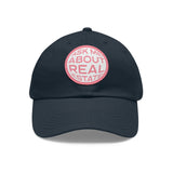 Ask Me About Real Estate Dad Hat with Leather Patch (Round)