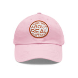 Ask Me About Real Estate Dad Hat with Leather Patch (Round)