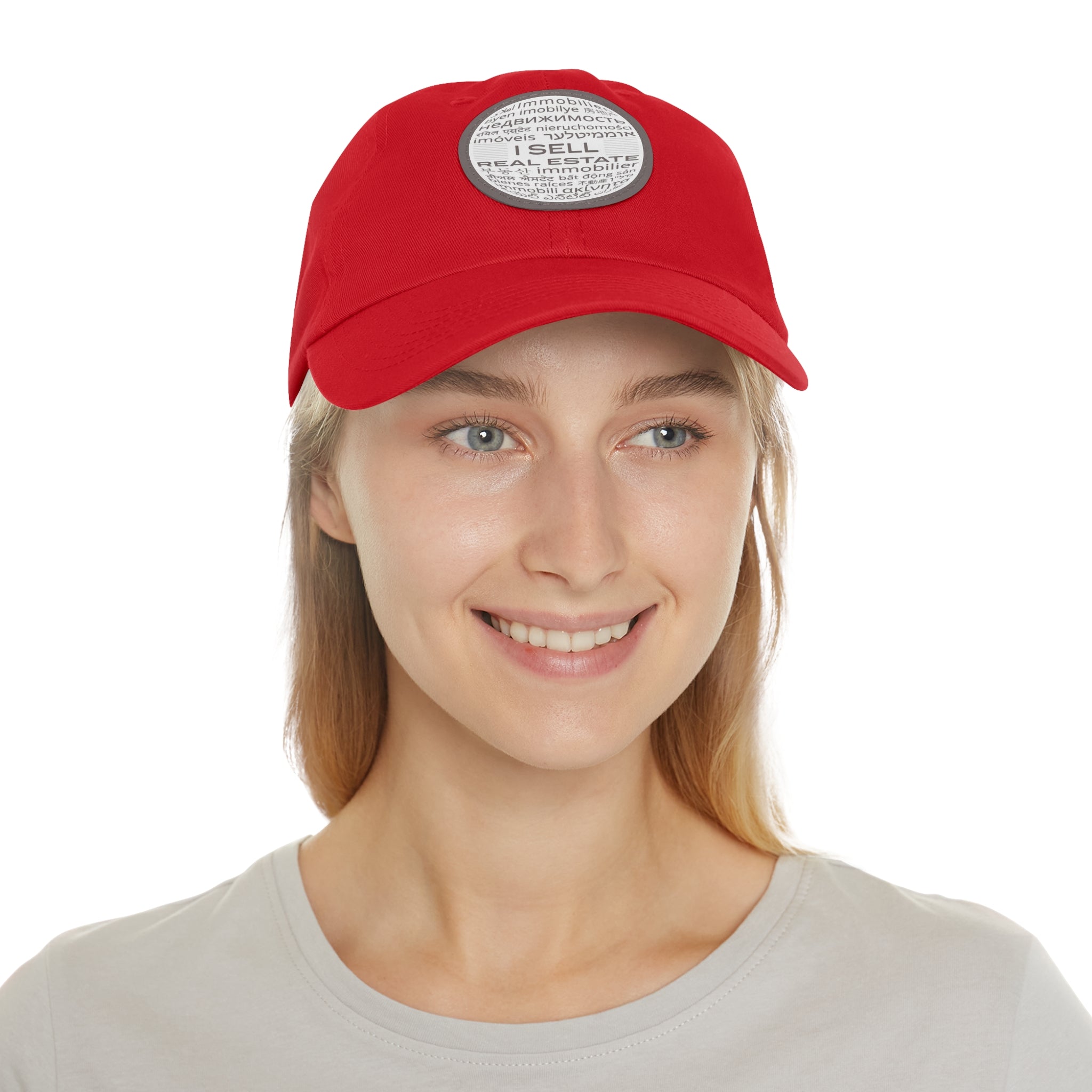 I Sell Real Estate Translated Dad Hat with Leather Patch (Round)