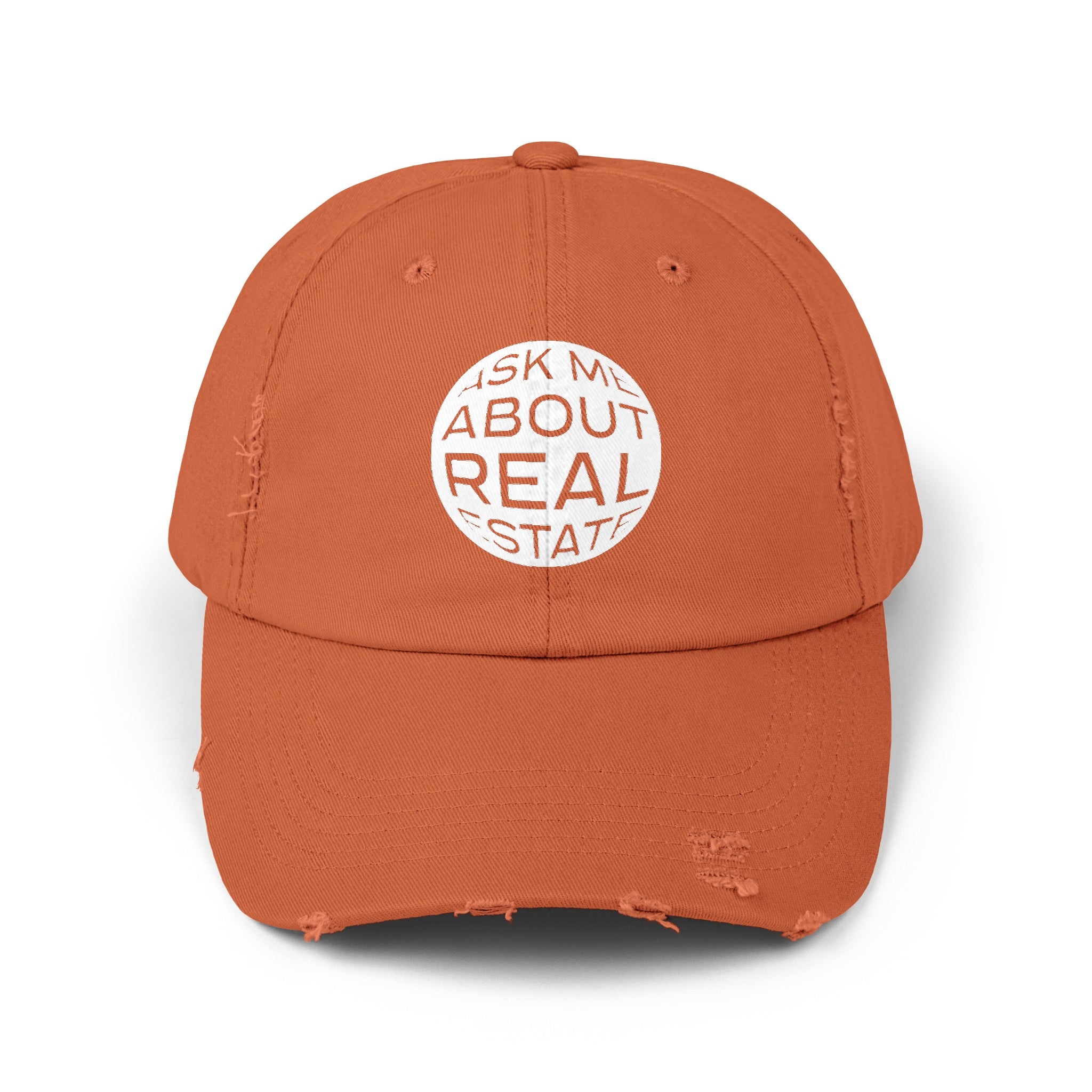 Ask Me About Real Estate Unisex Distressed Cap