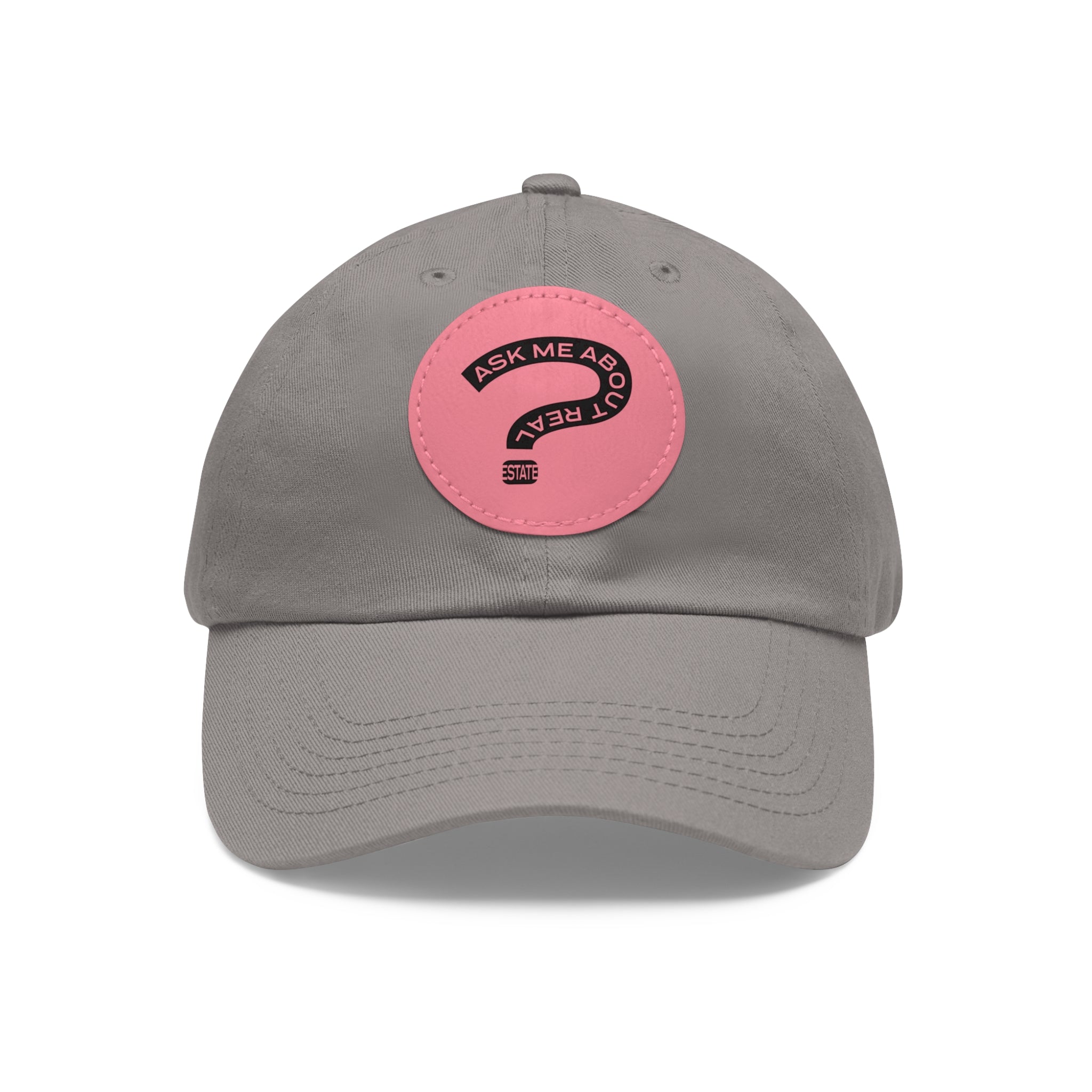 Ask Me About Real Estate Dad Hat with Leather Patch (Round)