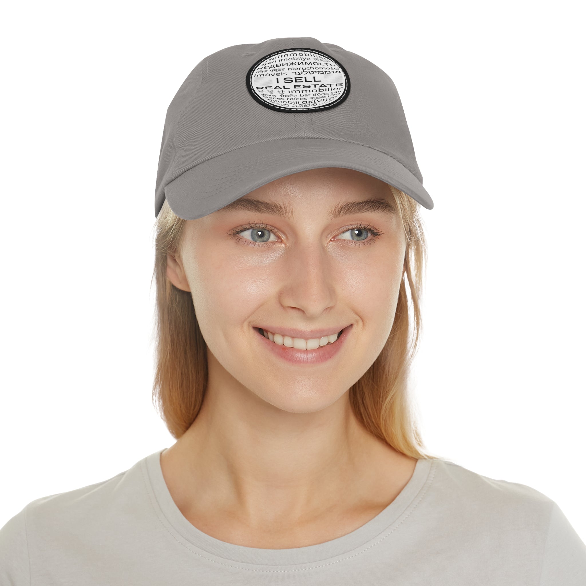 I Sell Real Estate Translated Dad Hat with Leather Patch (Round)