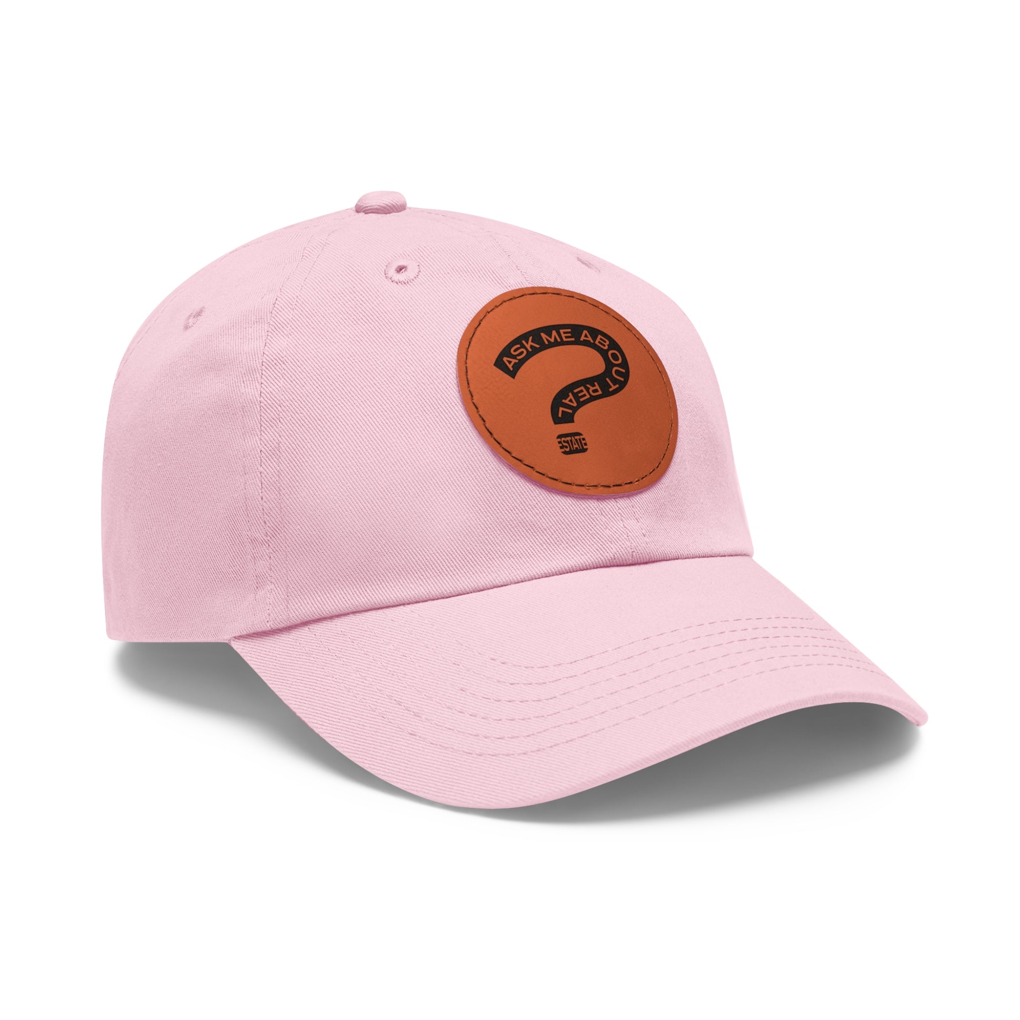 Ask Me About Real Estate Dad Hat with Leather Patch (Round)