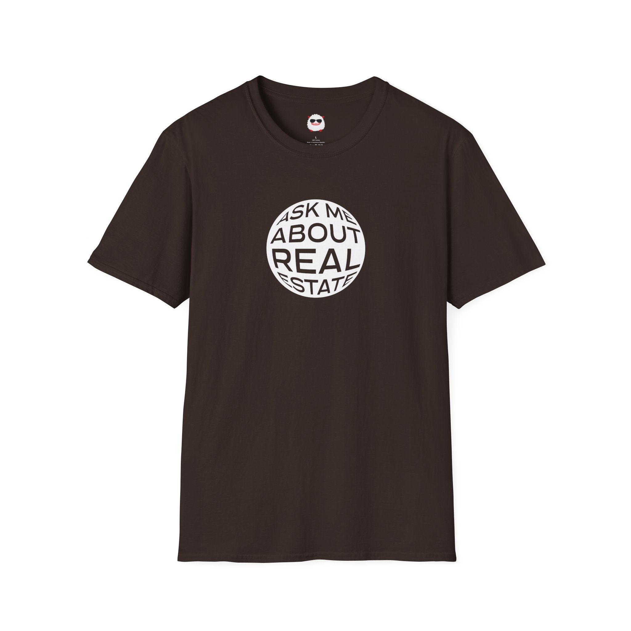 Ask Me About Real Estate Circle Dark Style Unisex Softstyle T-Shirt