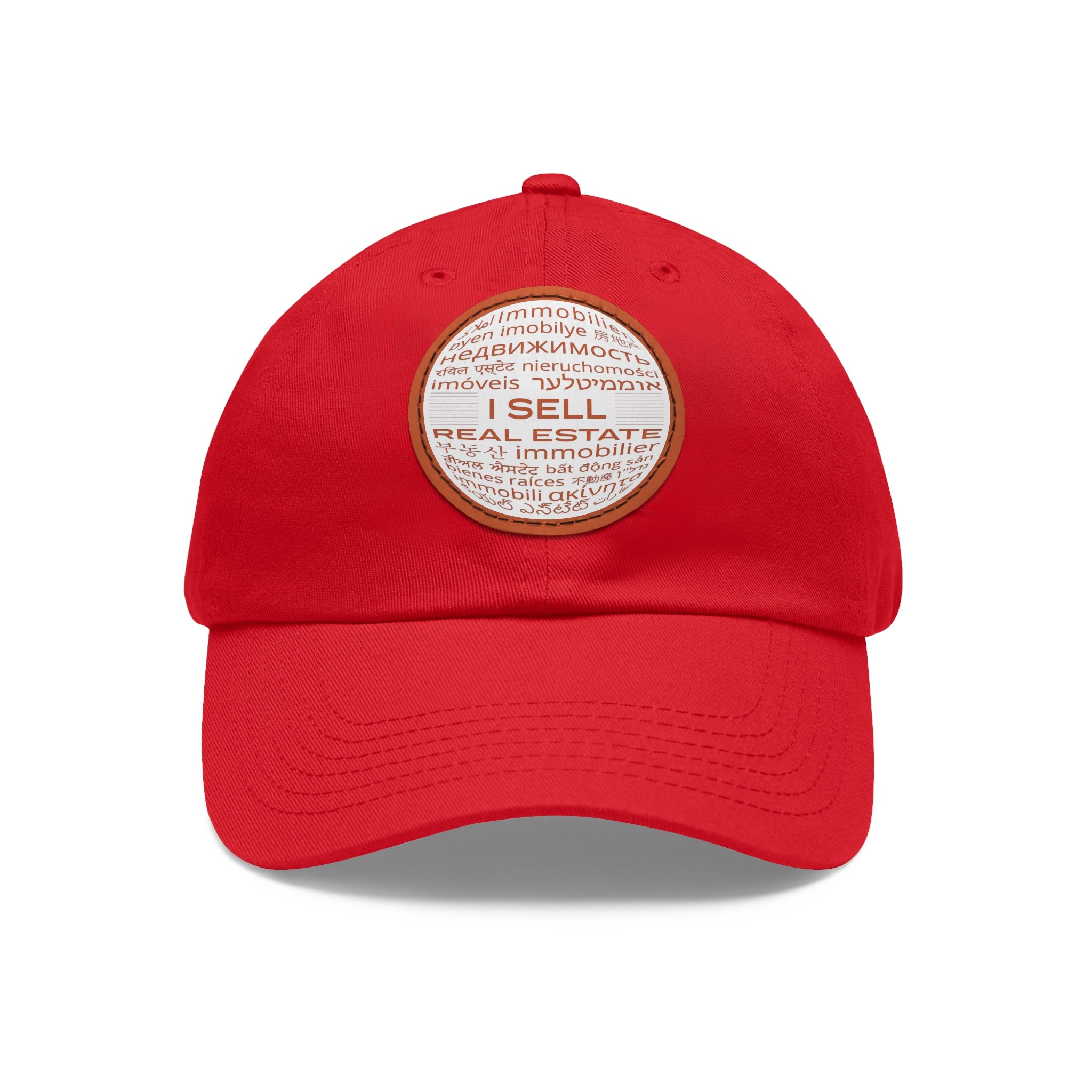 I Sell Real Estate Translated Dad Hat with Leather Patch (Round)
