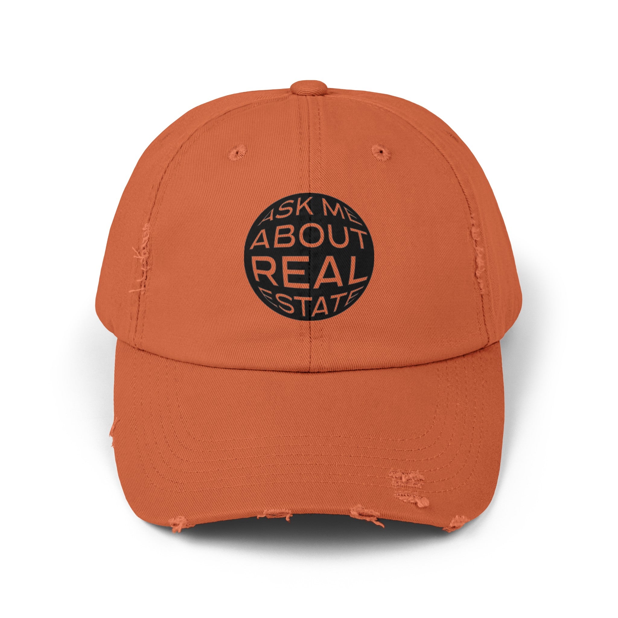 Ask Me About Real Estate Unisex Distressed Cap