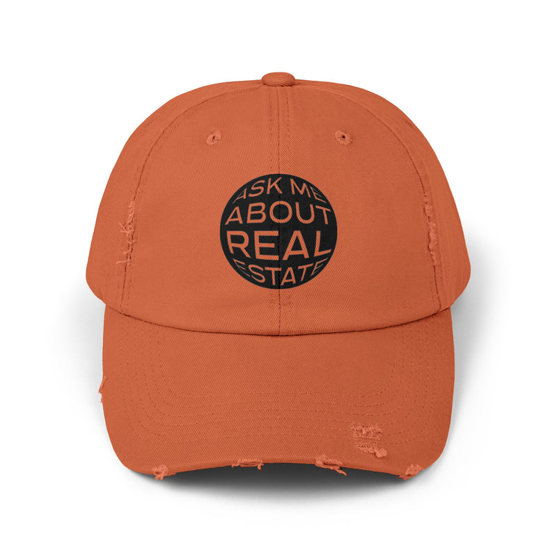 Ask Me About Real Estate Unisex Distressed Cap