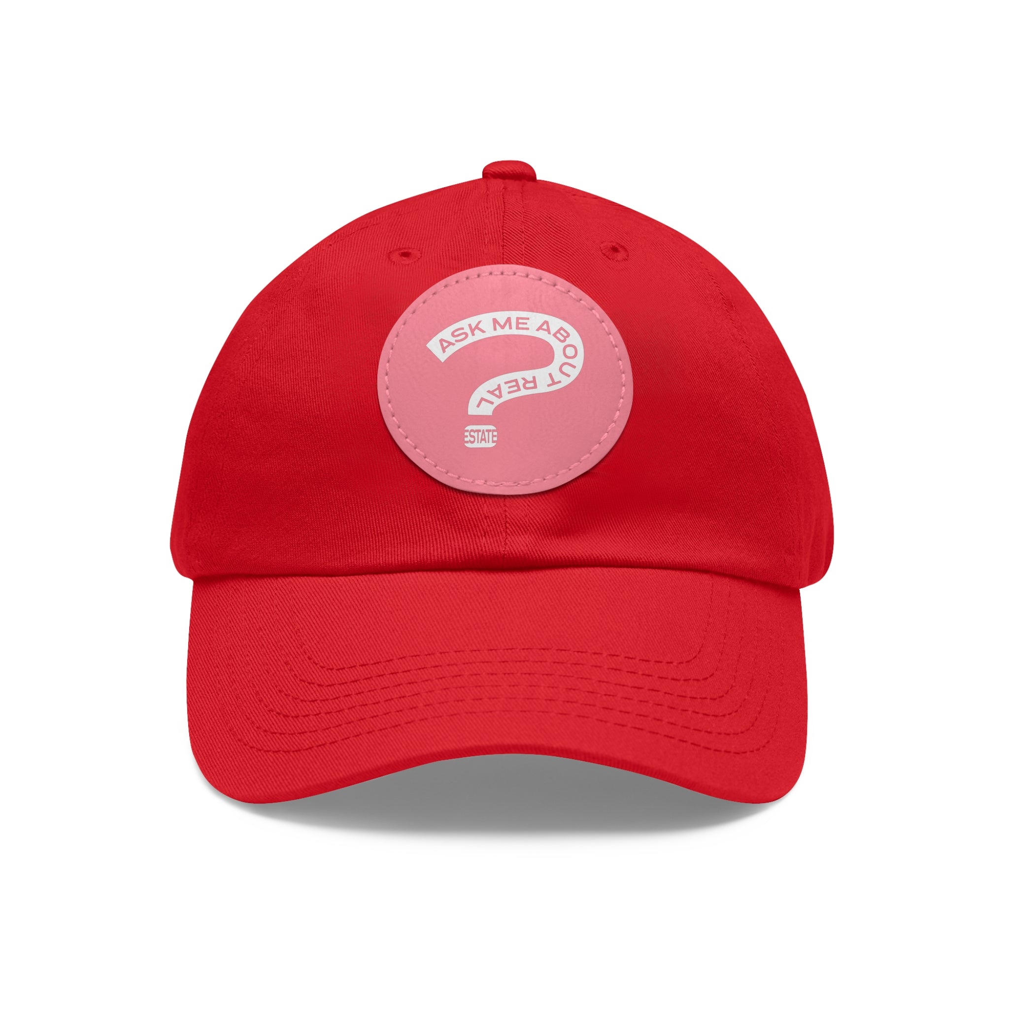 Ask Me About Real Estate Dad Hat with Leather Patch (Round)