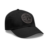 Ask Me About Real Estate Dad Hat with Leather Patch (Round)