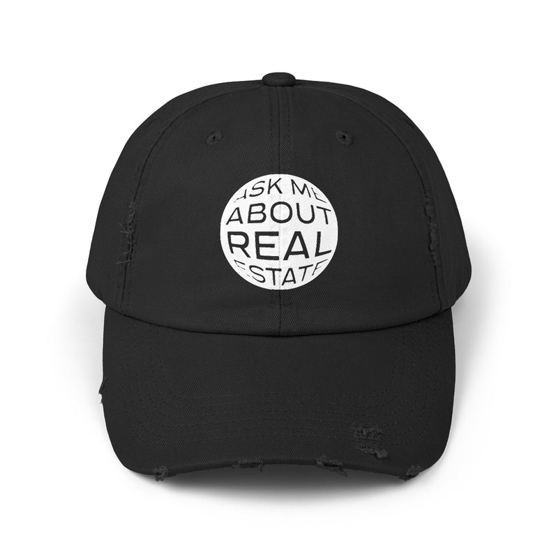 Ask Me About Real Estate Unisex Distressed Cap