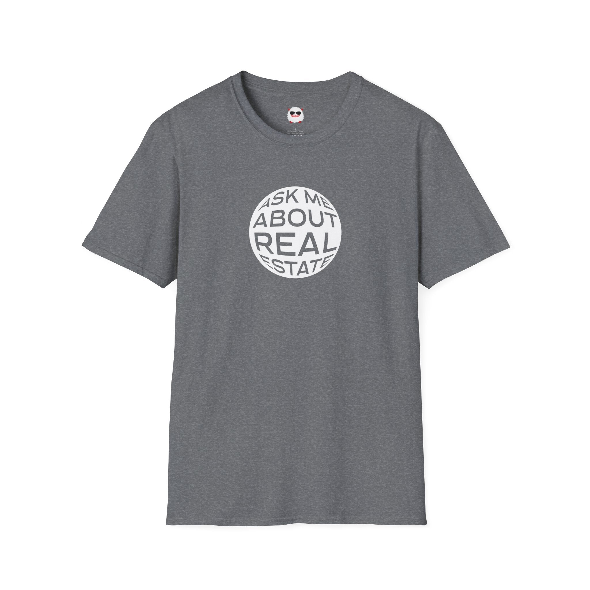 Ask Me About Real Estate Circle Dark Style Unisex Softstyle T-Shirt