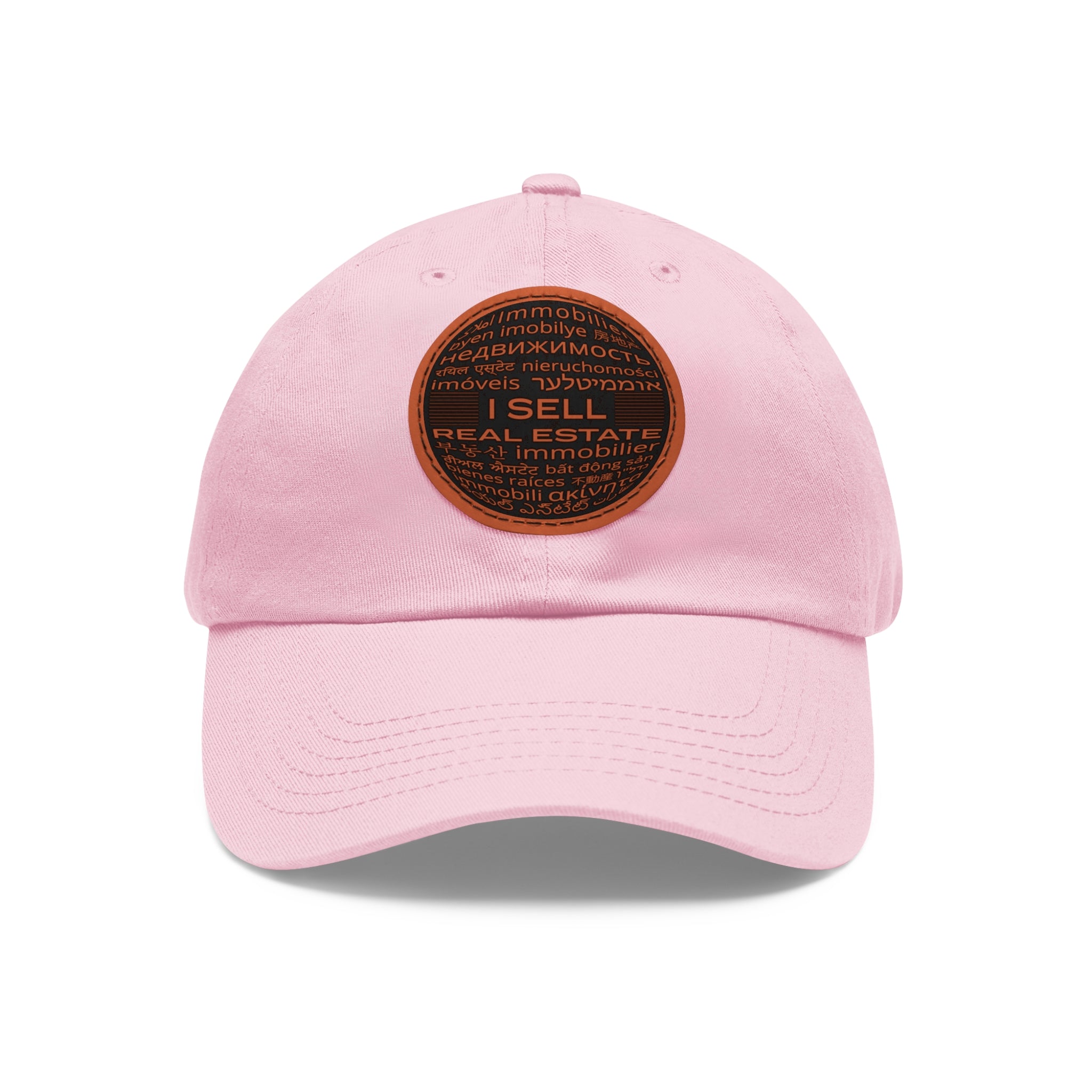 I Sell Real Estate Translated Dad Hat with Leather Patch (Round)
