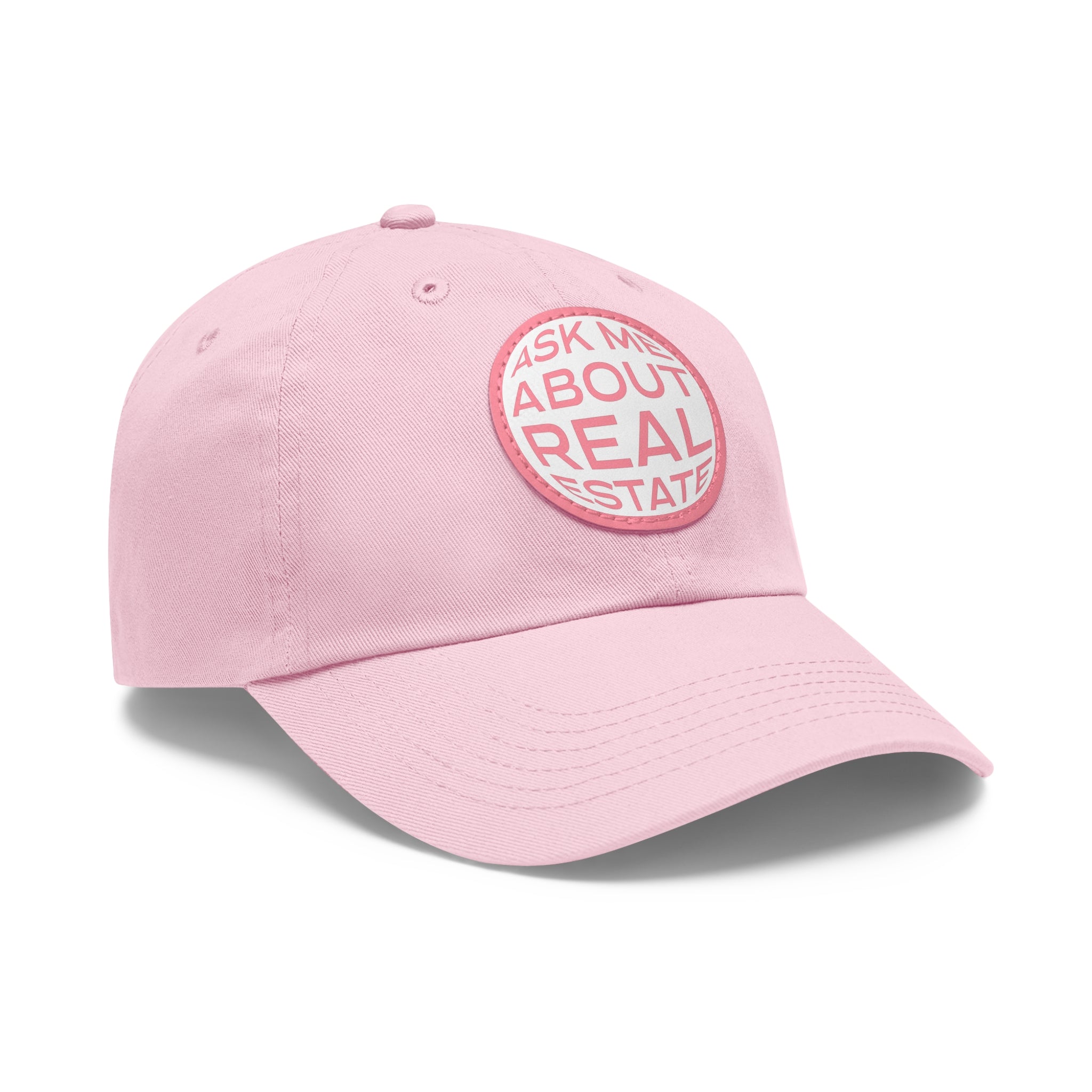 Ask Me About Real Estate Dad Hat with Leather Patch (Round)