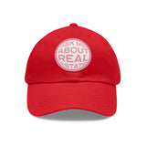 Ask Me About Real Estate Dad Hat with Leather Patch (Round)