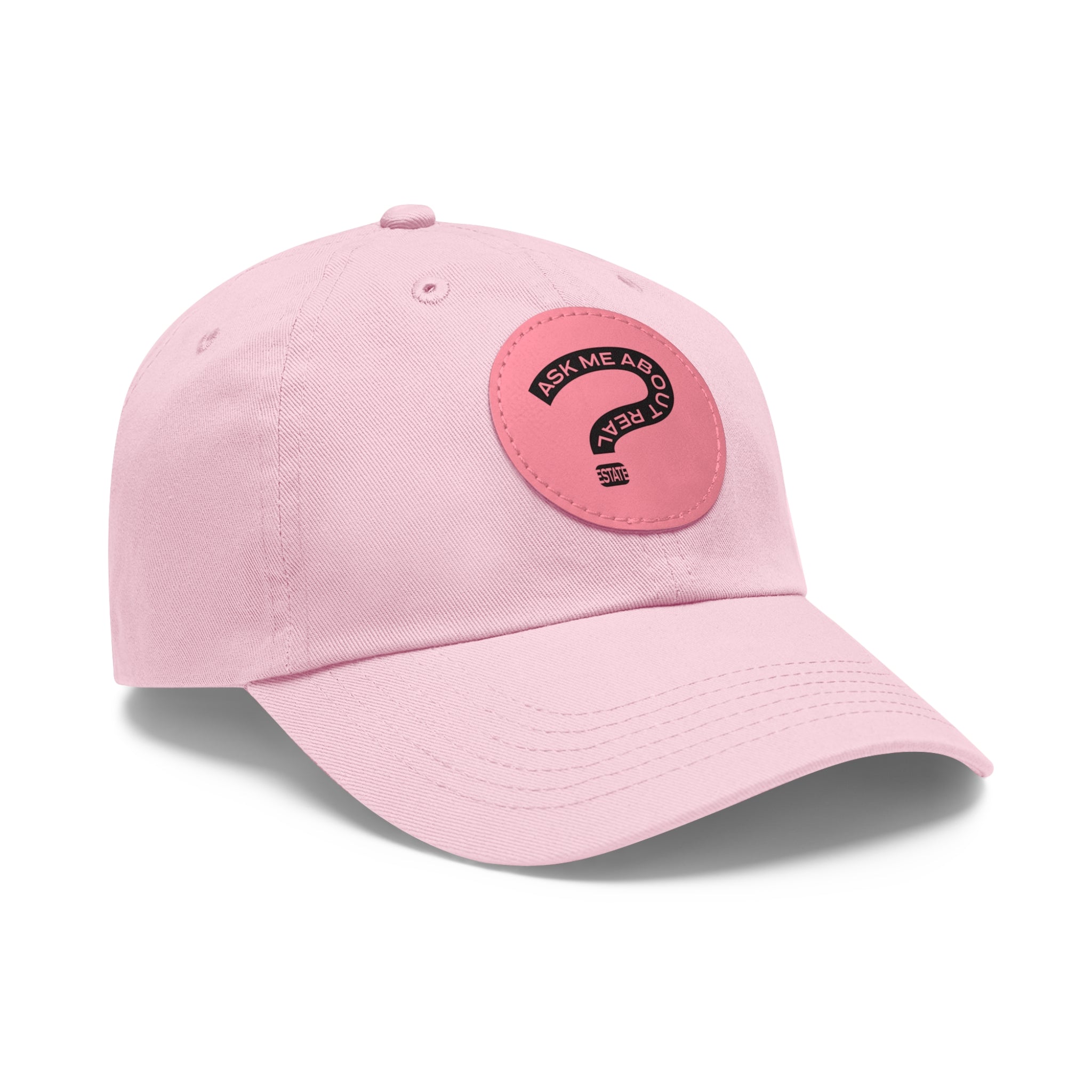 Ask Me About Real Estate Dad Hat with Leather Patch (Round)