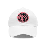 Ask Me About Real Estate Dad Hat with Leather Patch (Round)