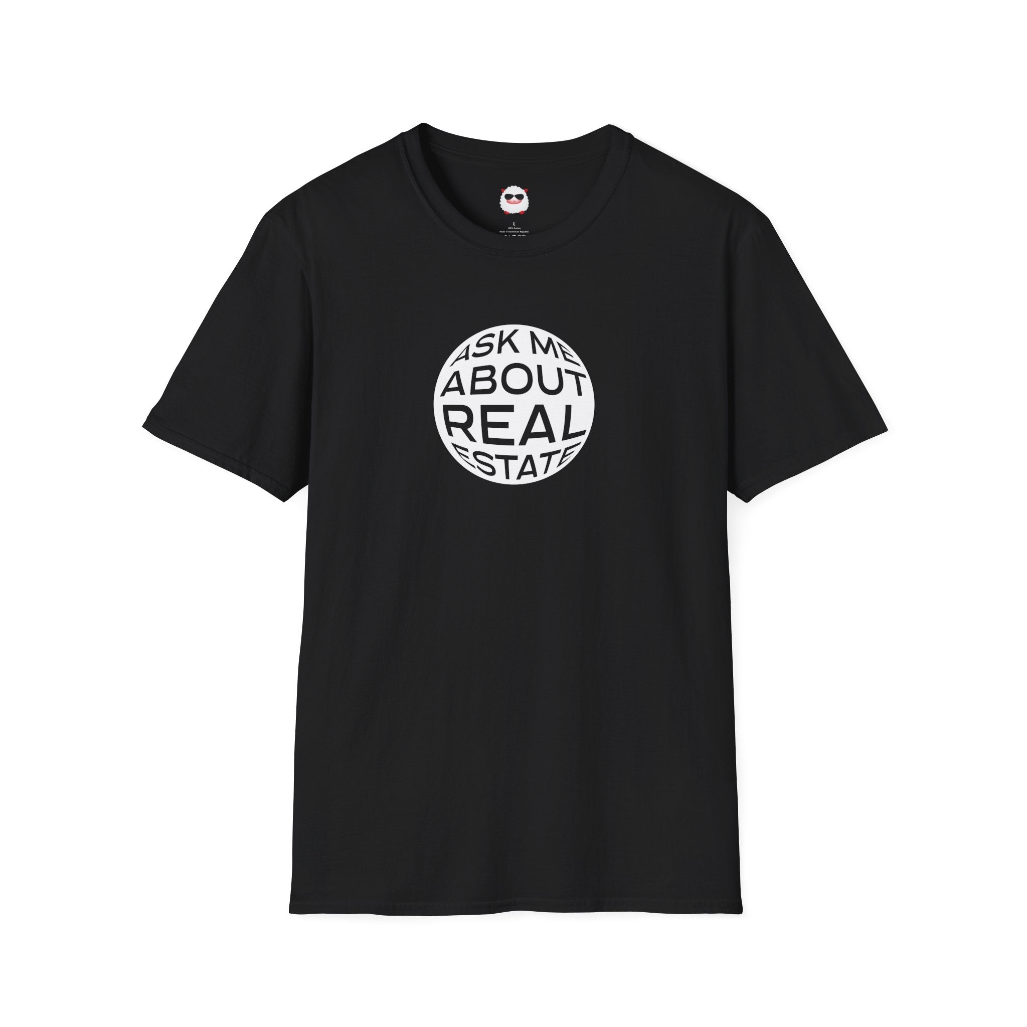 Ask Me About Real Estate Circle Dark Style Unisex Softstyle T-Shirt