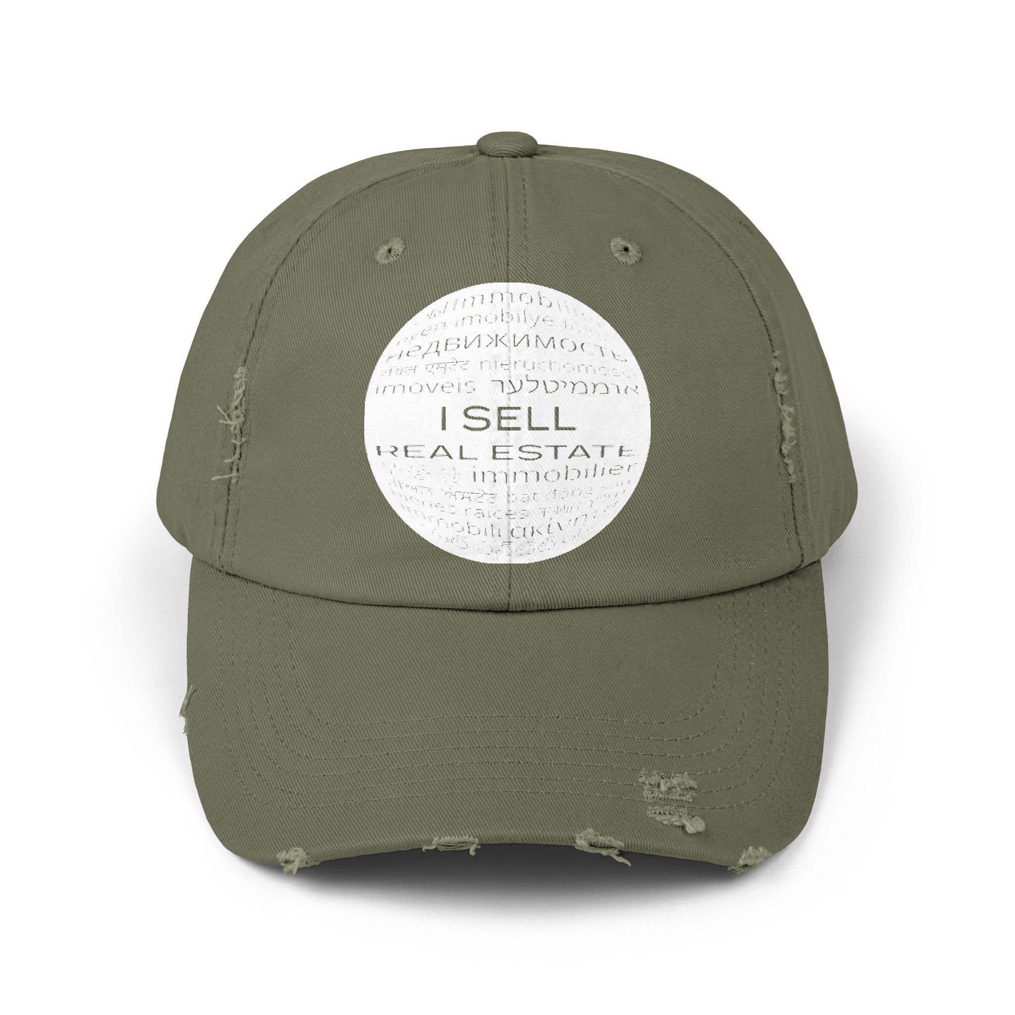 I Sell Real Estate Translated Unisex Distressed Cap
