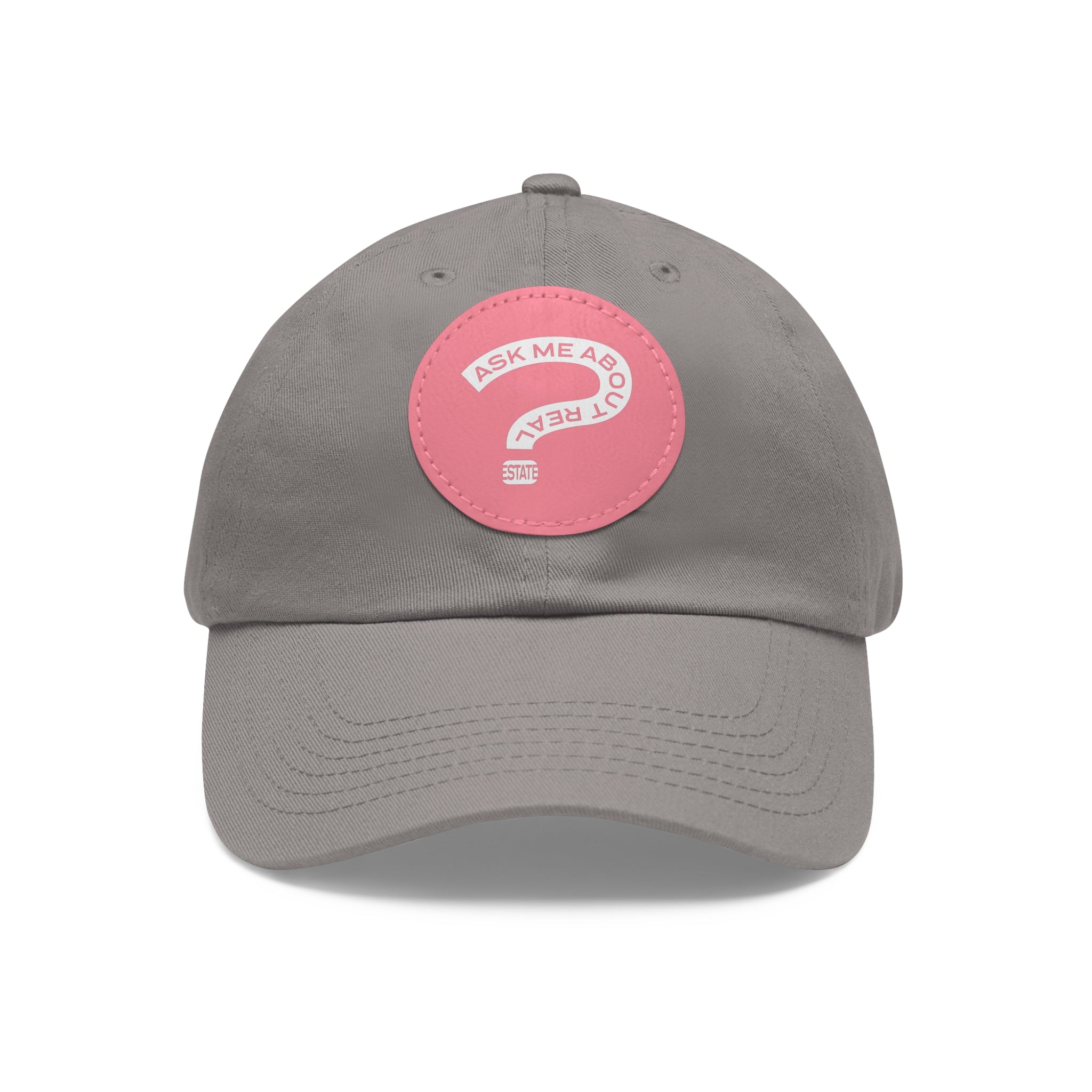 Ask Me About Real Estate Dad Hat with Leather Patch (Round)