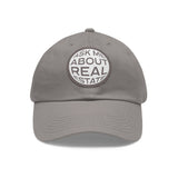 Ask Me About Real Estate Dad Hat with Leather Patch (Round)