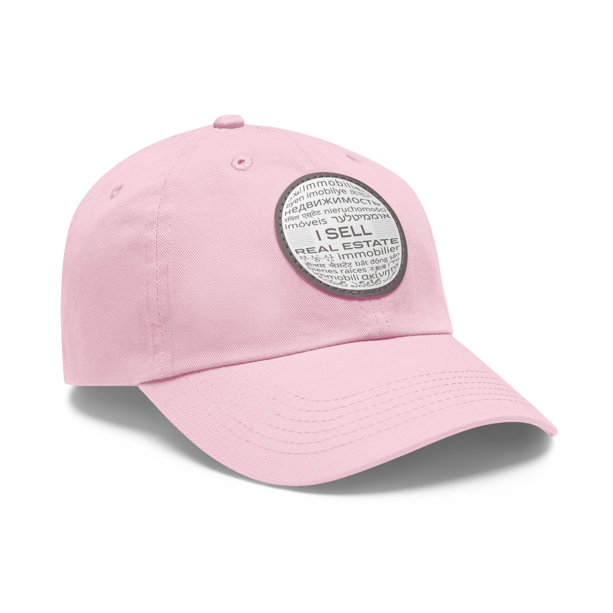 I Sell Real Estate Translated Dad Hat with Leather Patch (Round)