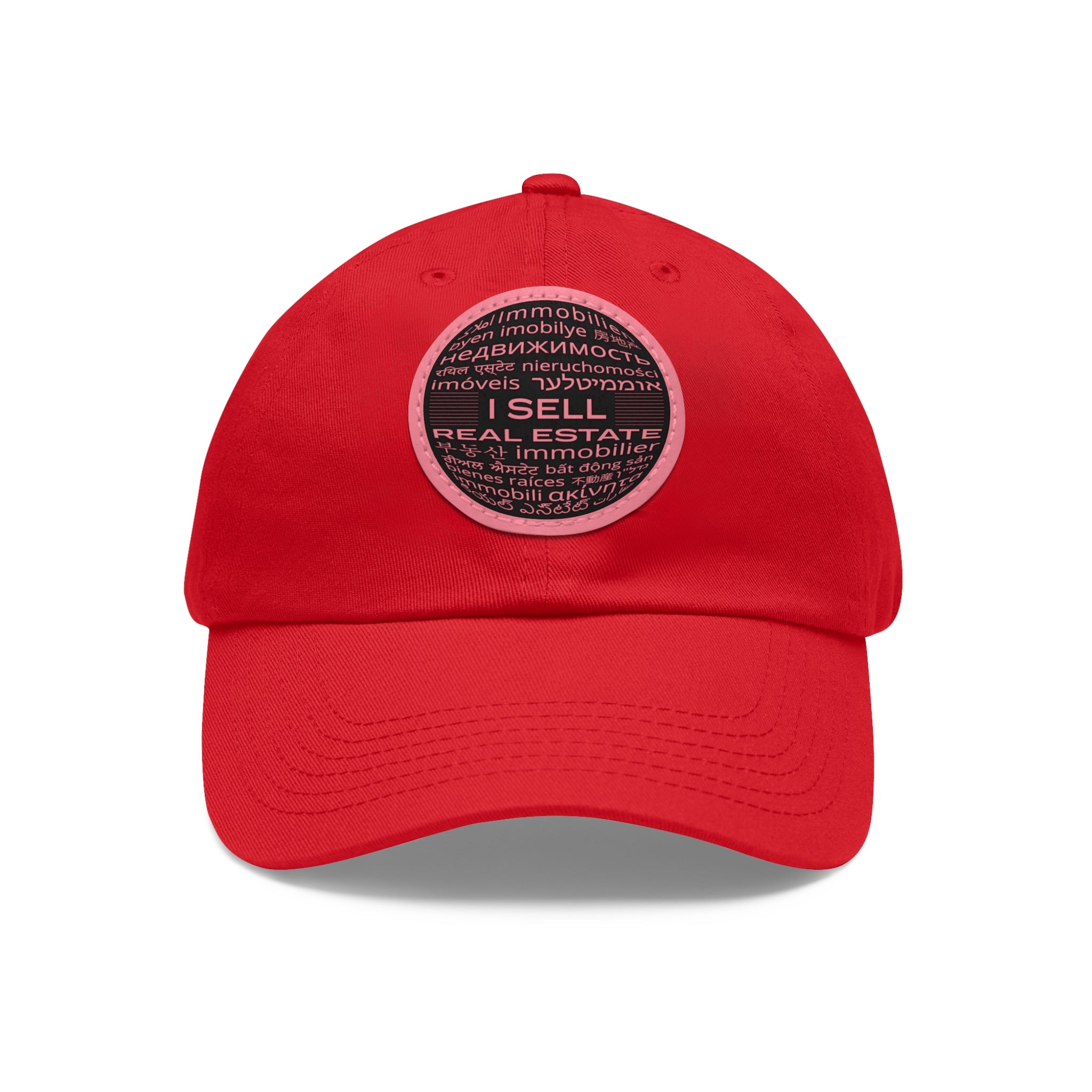 I Sell Real Estate Translated Dad Hat with Leather Patch (Round)