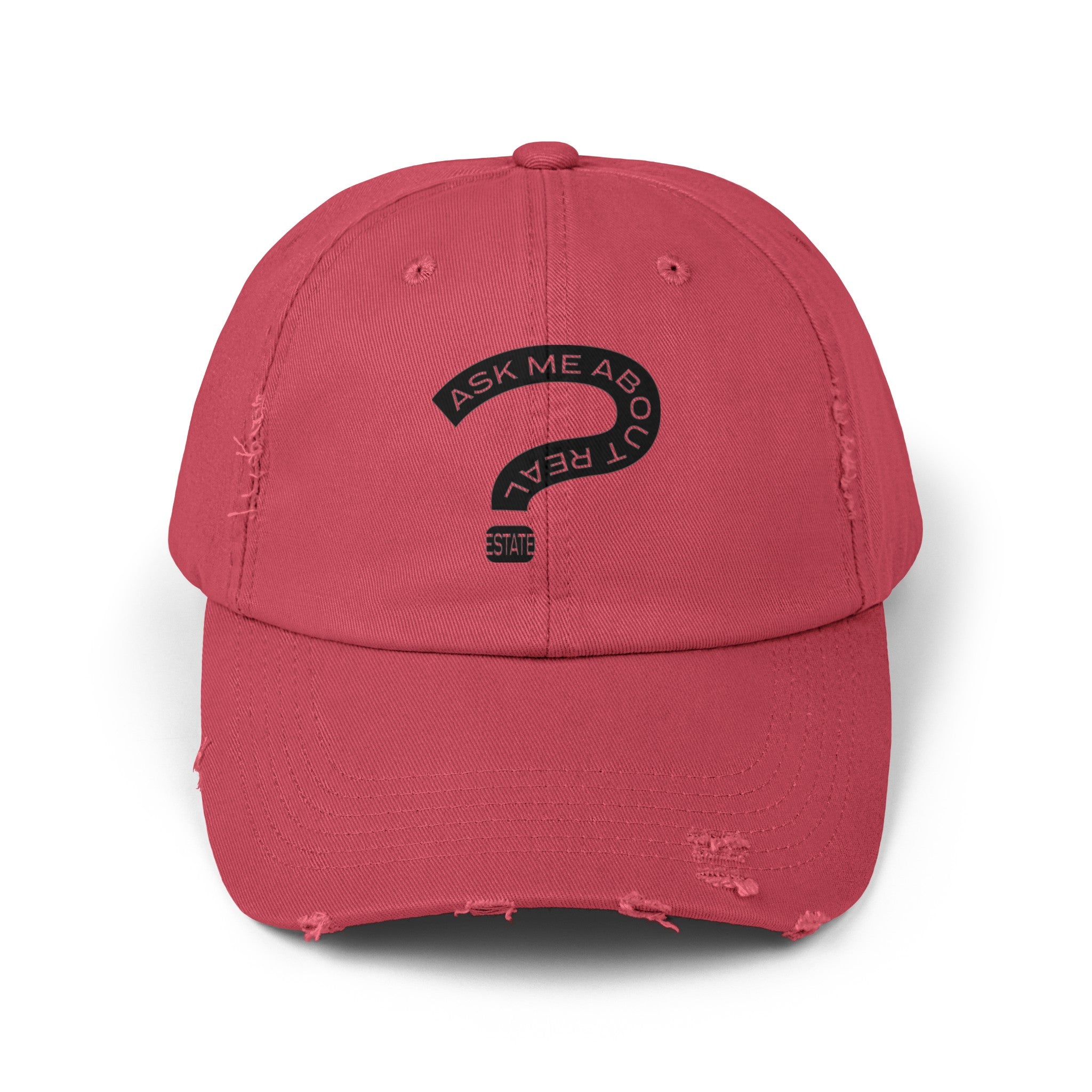 Ask Me About Real Estate Unisex Distressed Cap