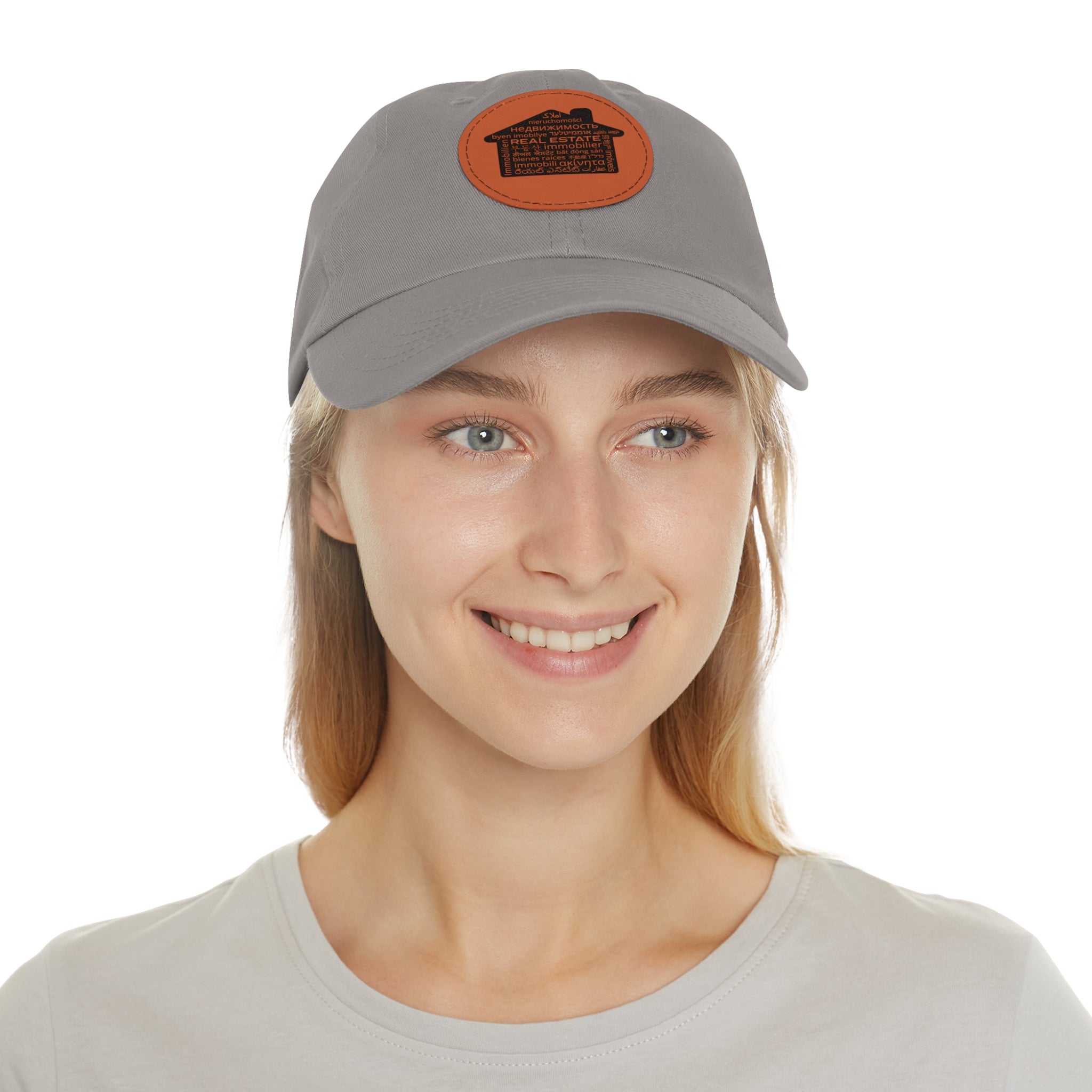 Real Estate Translated Dad Hat with Leather Patch (Round)