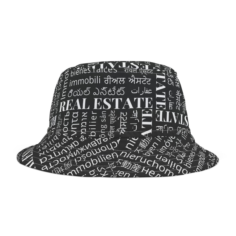 Black Real Estate Translated Bucket Hat (AOP)